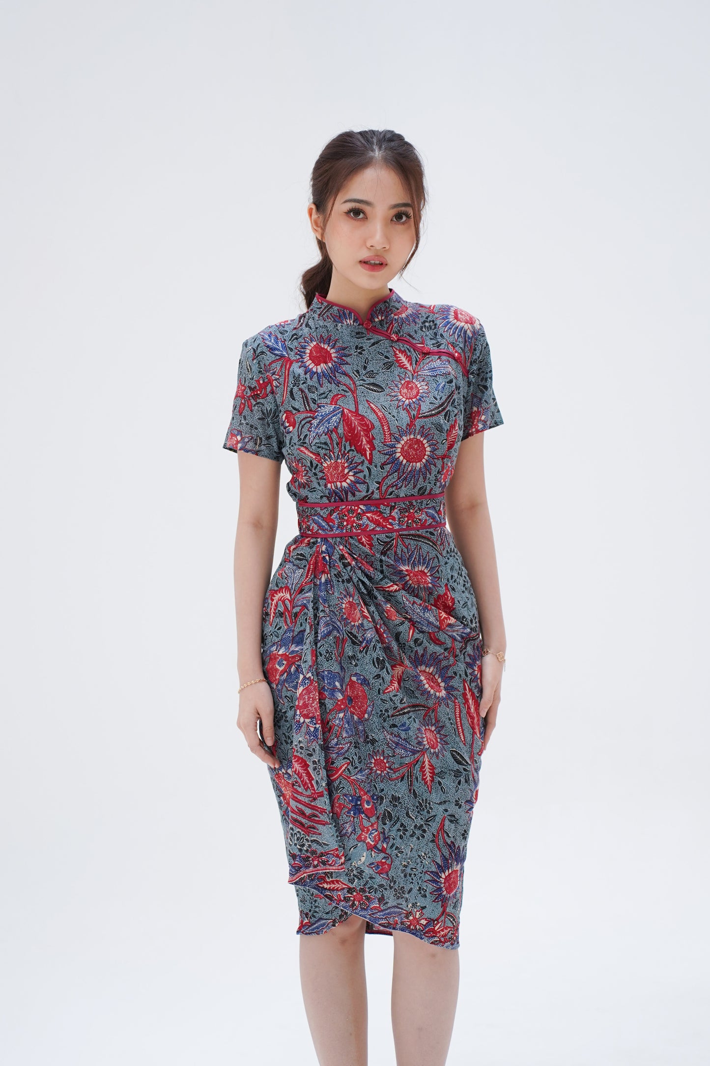 Dress CNY Cheongsam Grey Min Tao