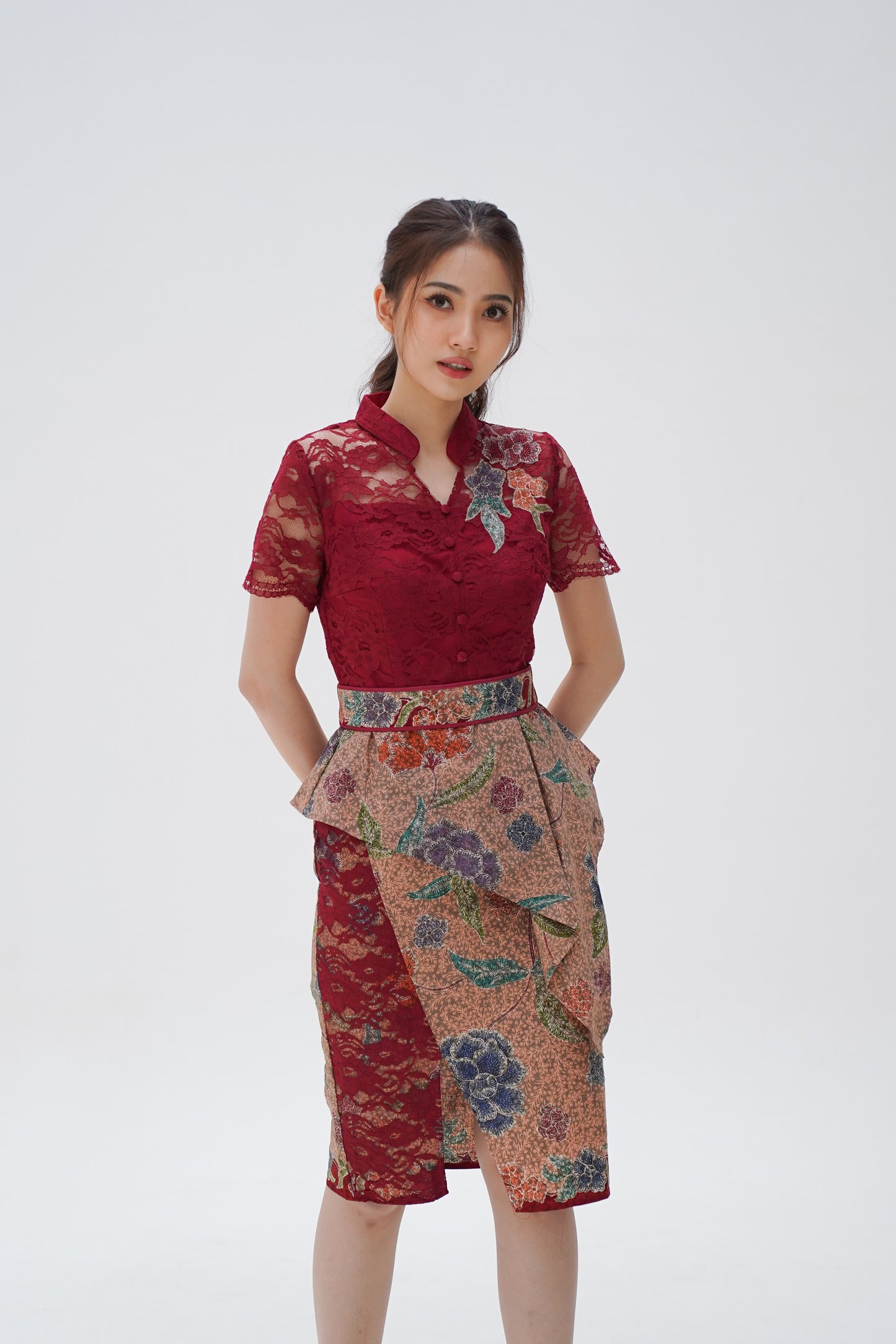 Dress CNY Cheongsam Maroon Lie Mei