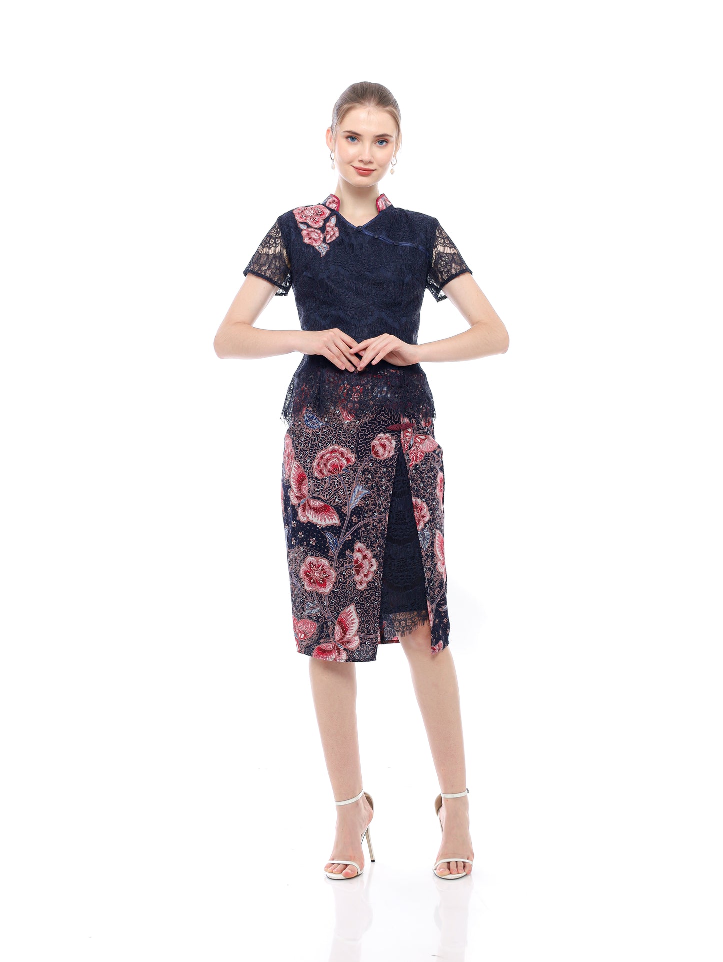 Dress CNY Navy Blue Floral Style