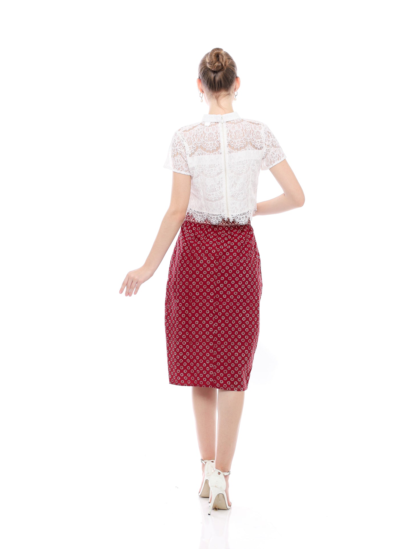 Bottom  Red Skirt Lipit