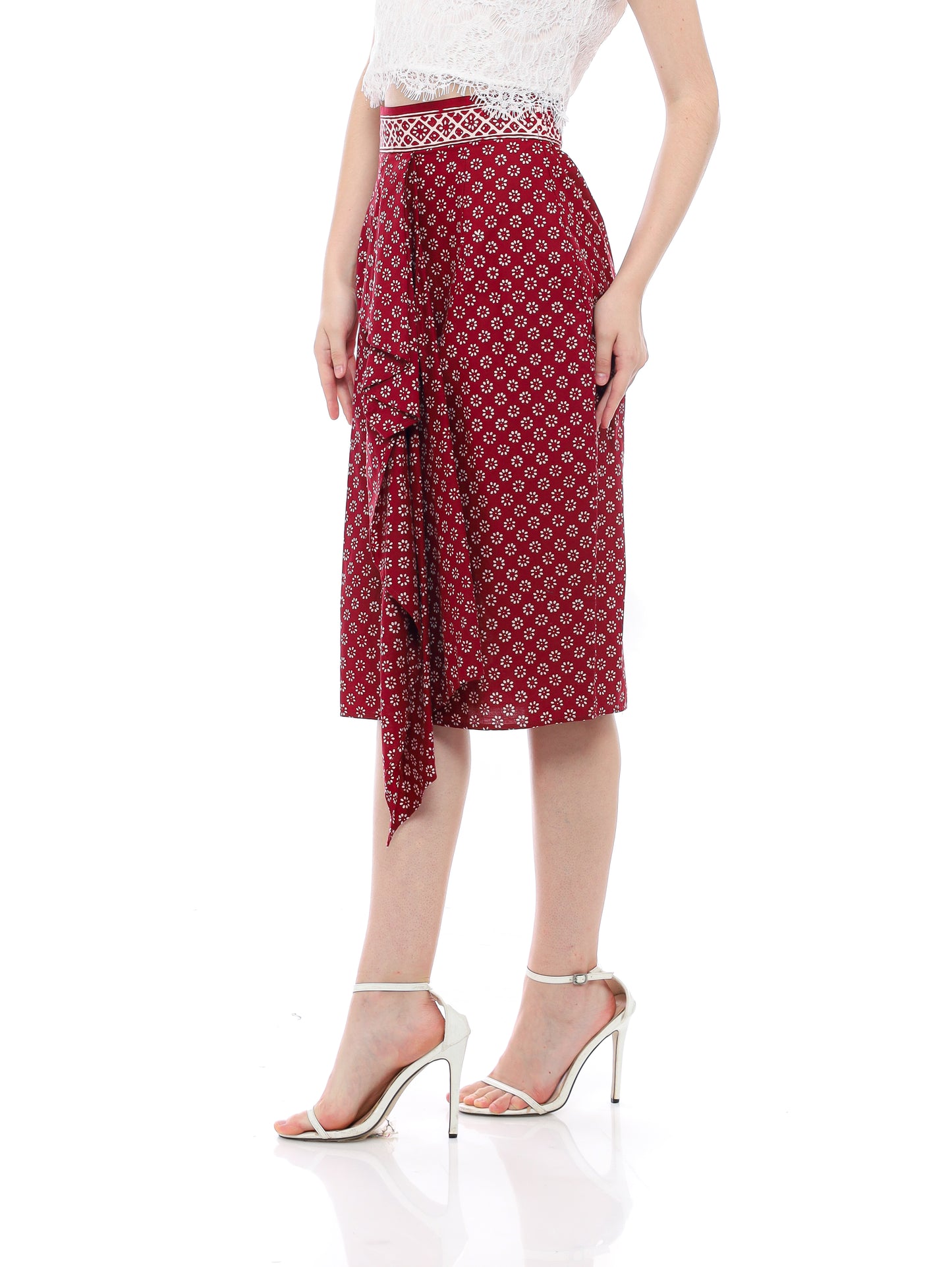 Bottom  Red Skirt Lipit