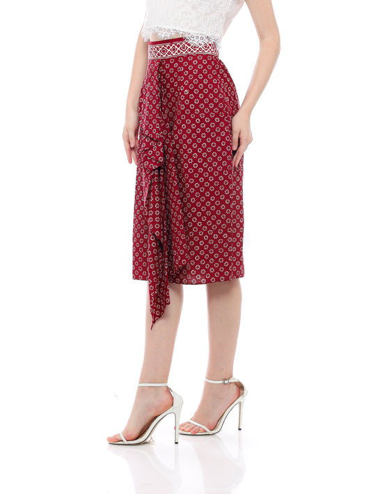 Bottom  Red Skirt Lipit