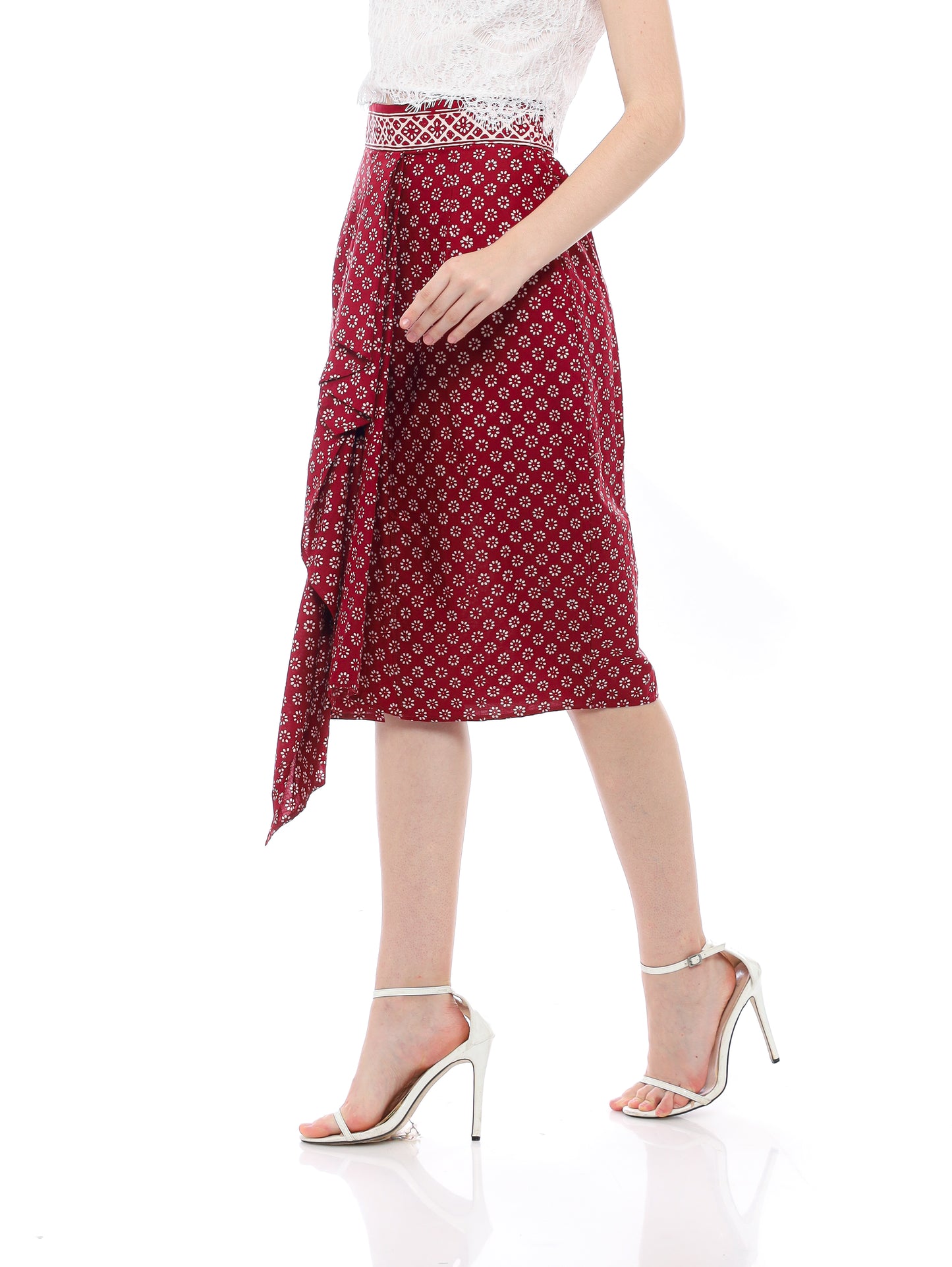 Bottom  Red Skirt Lipit