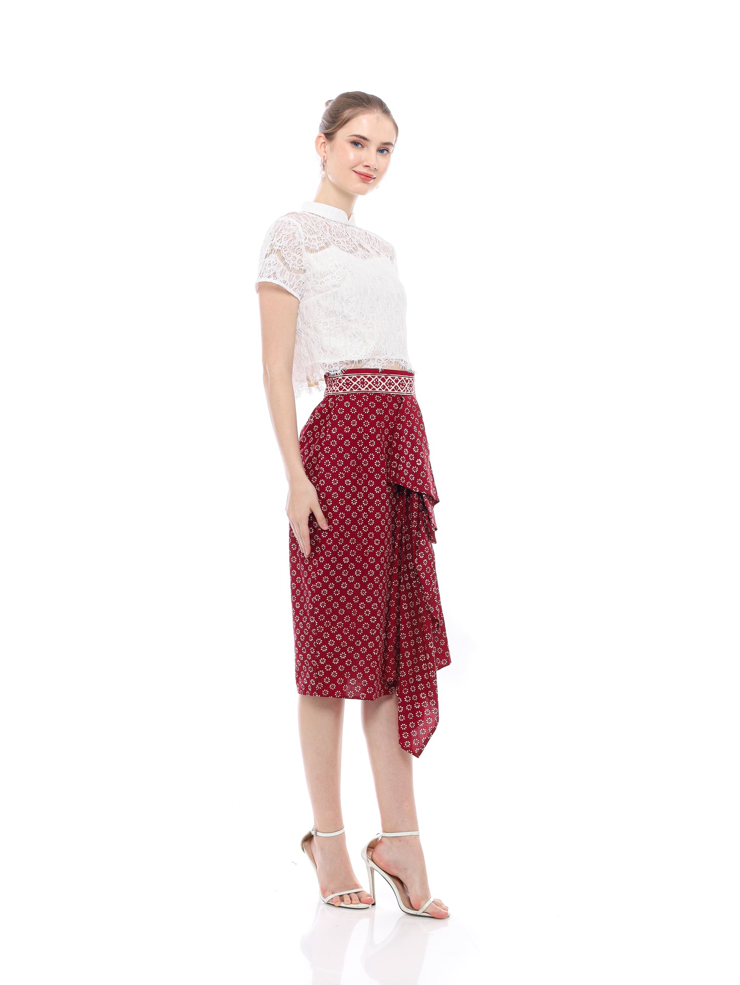 Bottom  Red Skirt Lipit