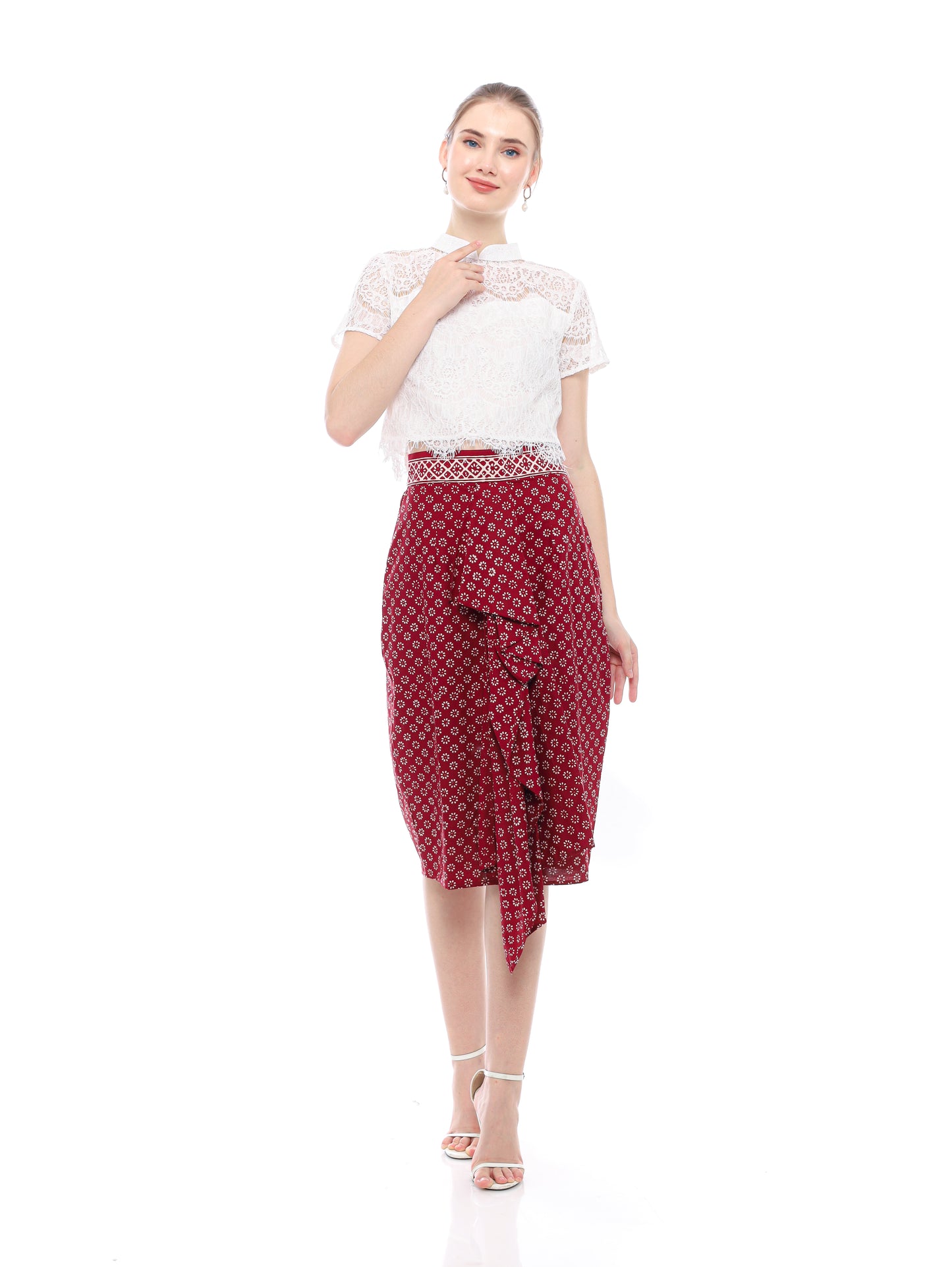 Bottom  Red Skirt Lipit