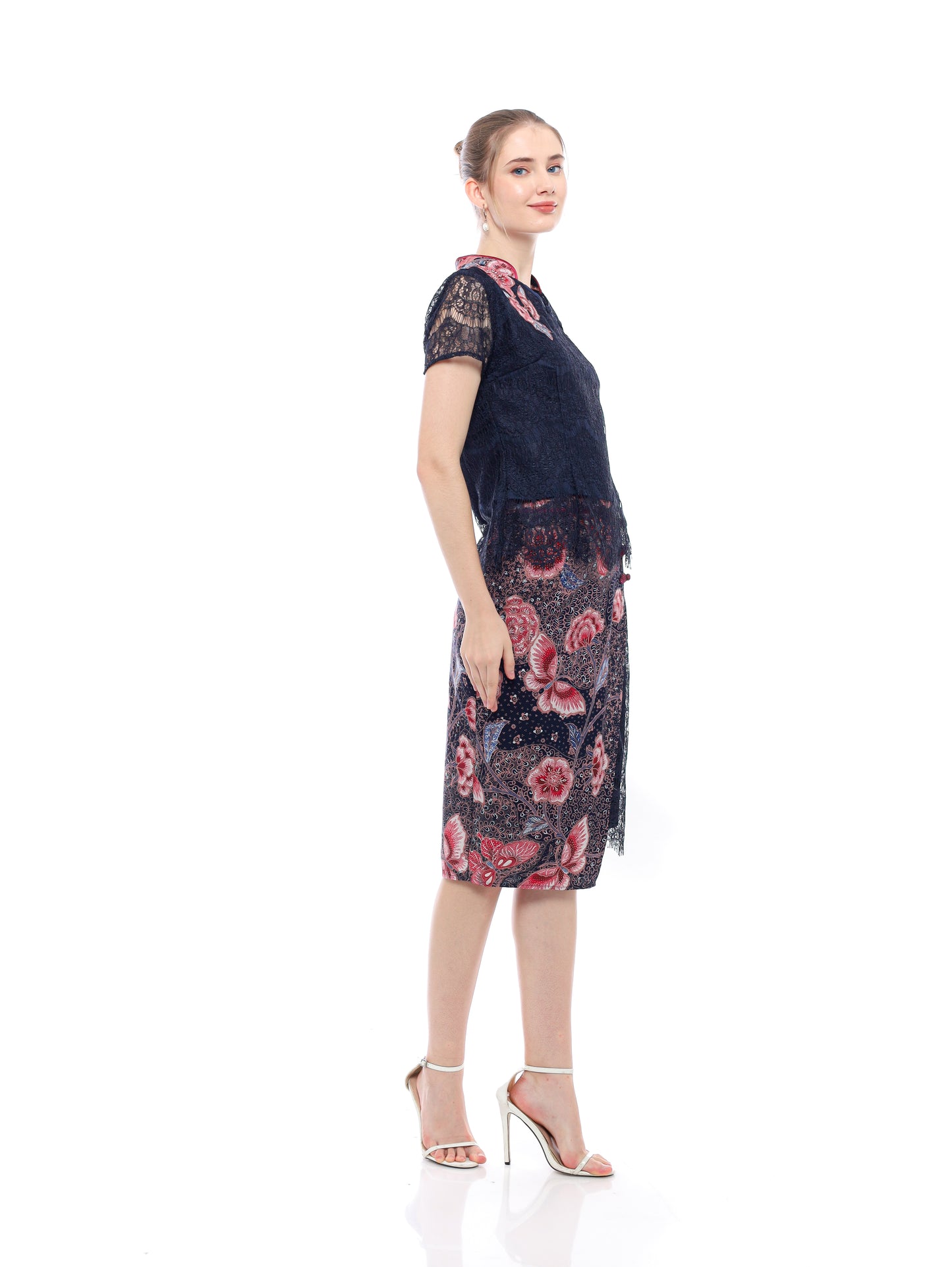 Dress CNY Navy Blue Floral Style