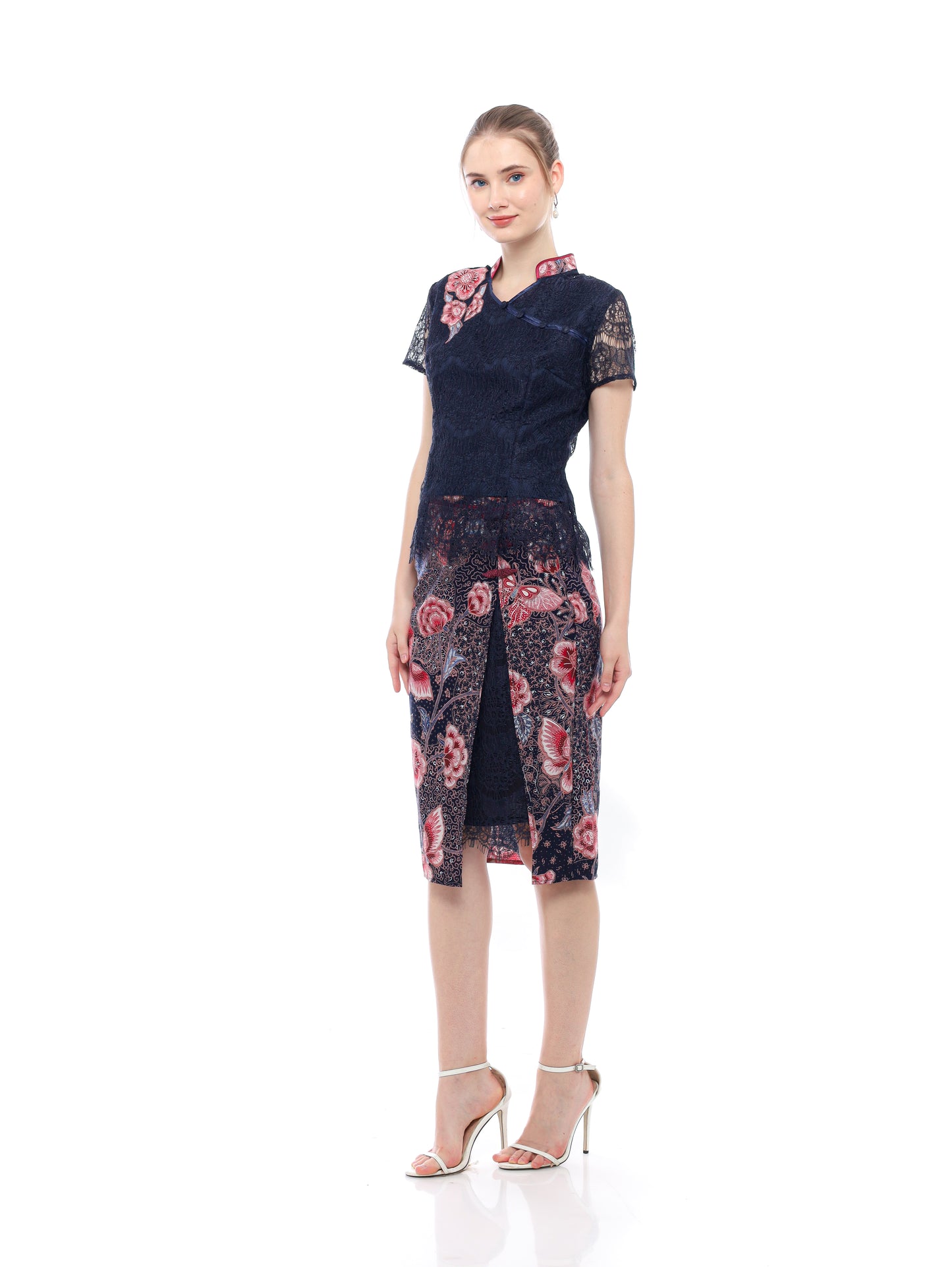 Dress CNY Navy Blue Floral Style