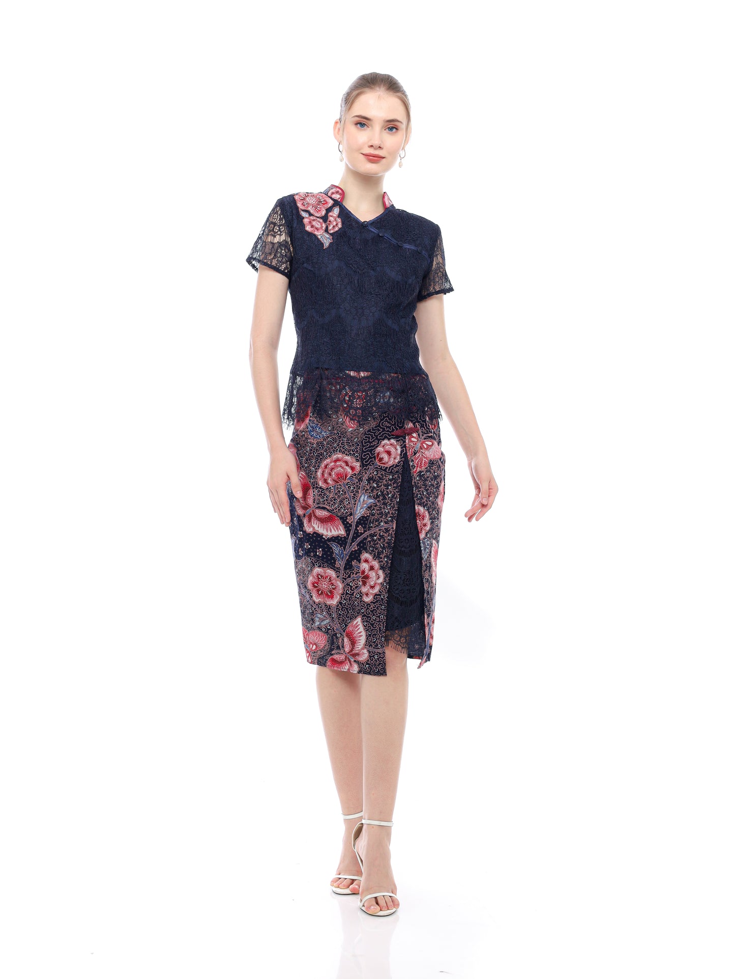 Dress CNY Navy Blue Floral Style