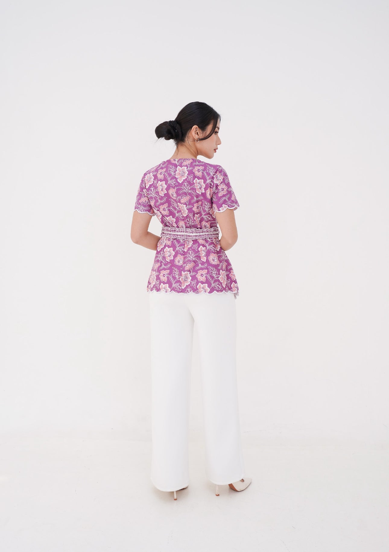 Top Kimono Purple Flower Melati