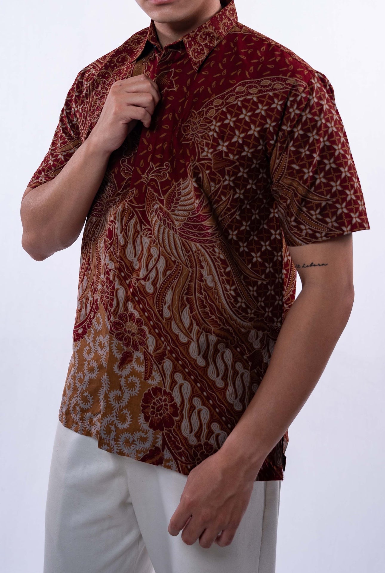 Men Shirt Brown Bird Grey