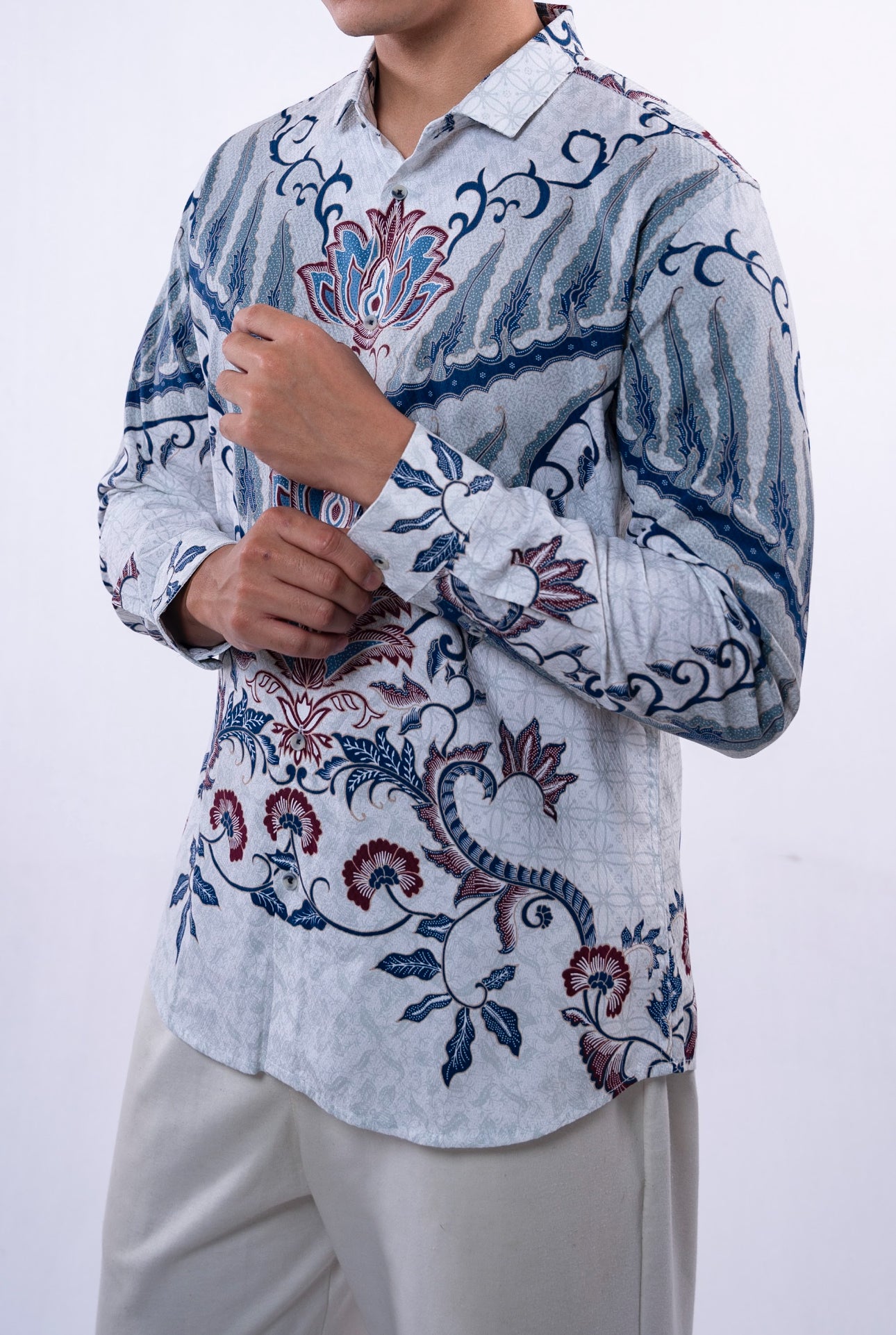 Men Shirt White Long Sleeve Hay Yuan