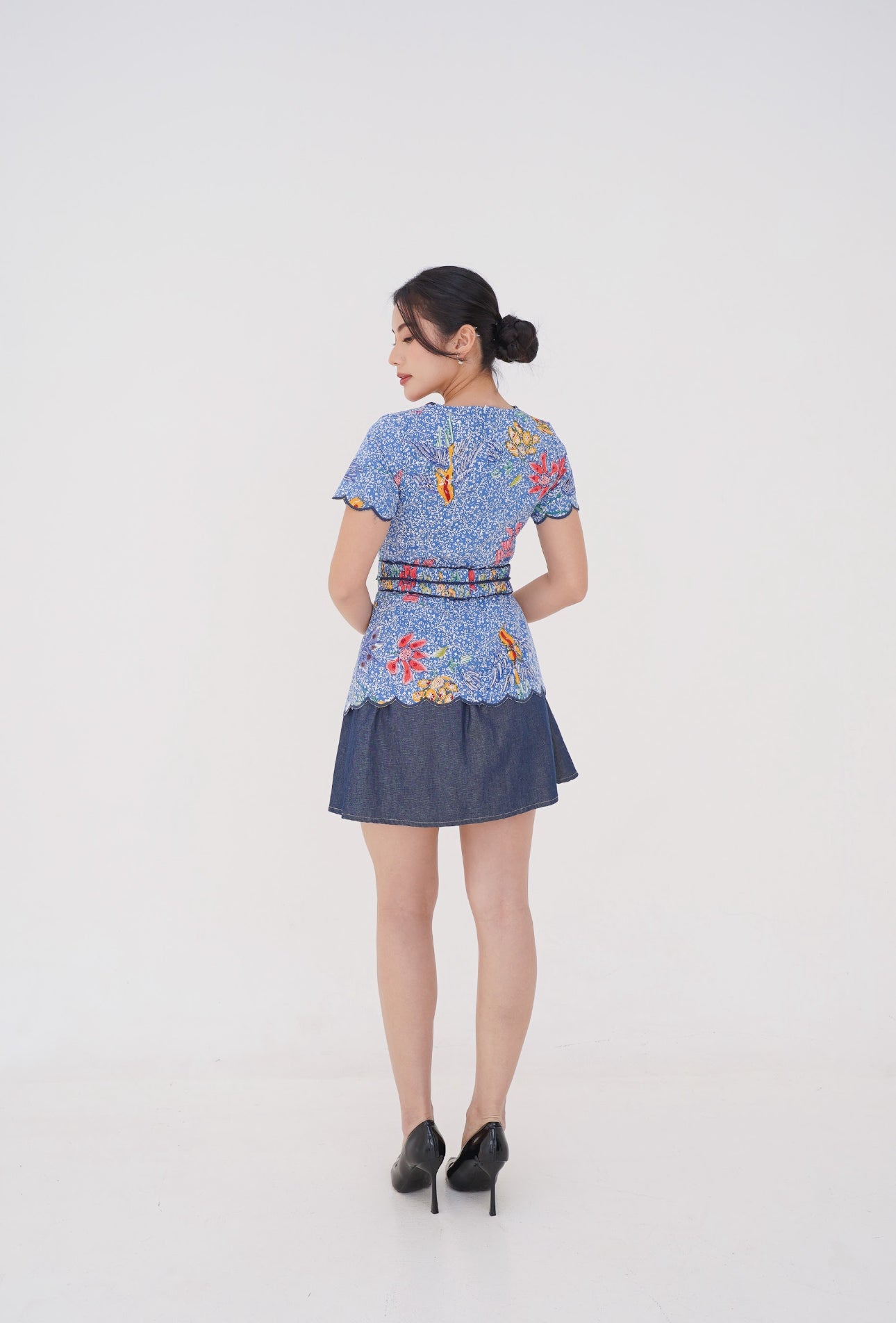 Top Kimono Blue Flower Kusumadewi