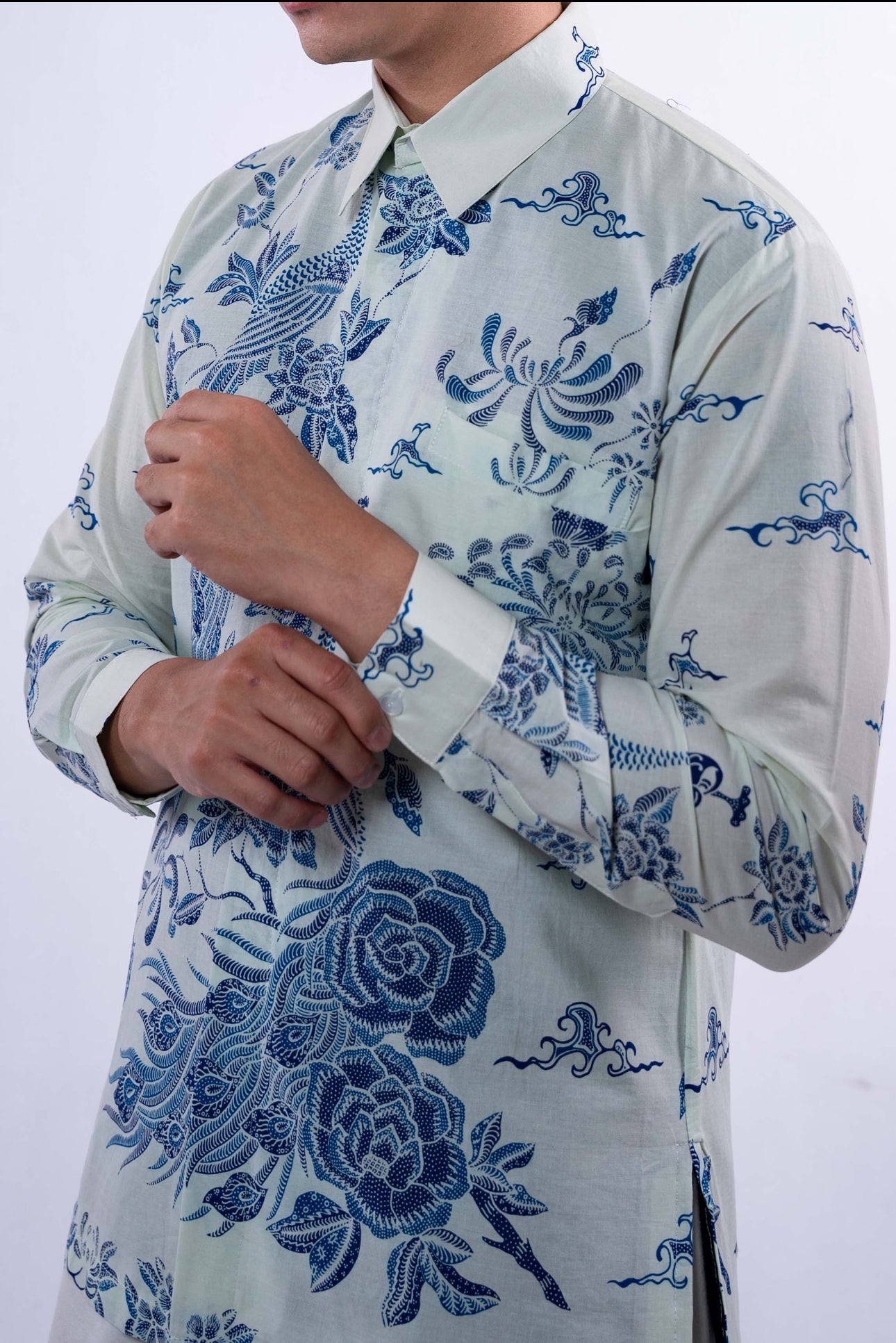 Men Shirt CNY Long Sleeve Aldred White Blue