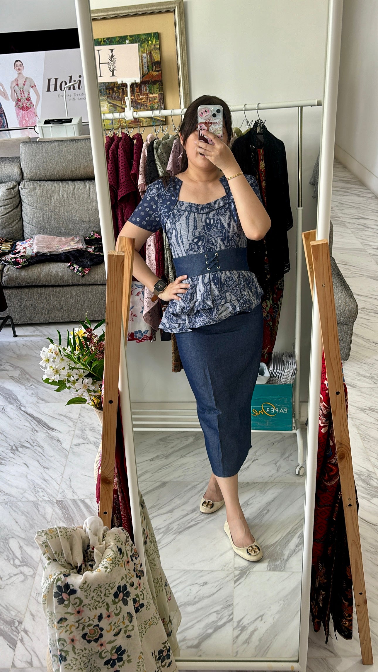 Set Dress Blue Jeans 2 Tones