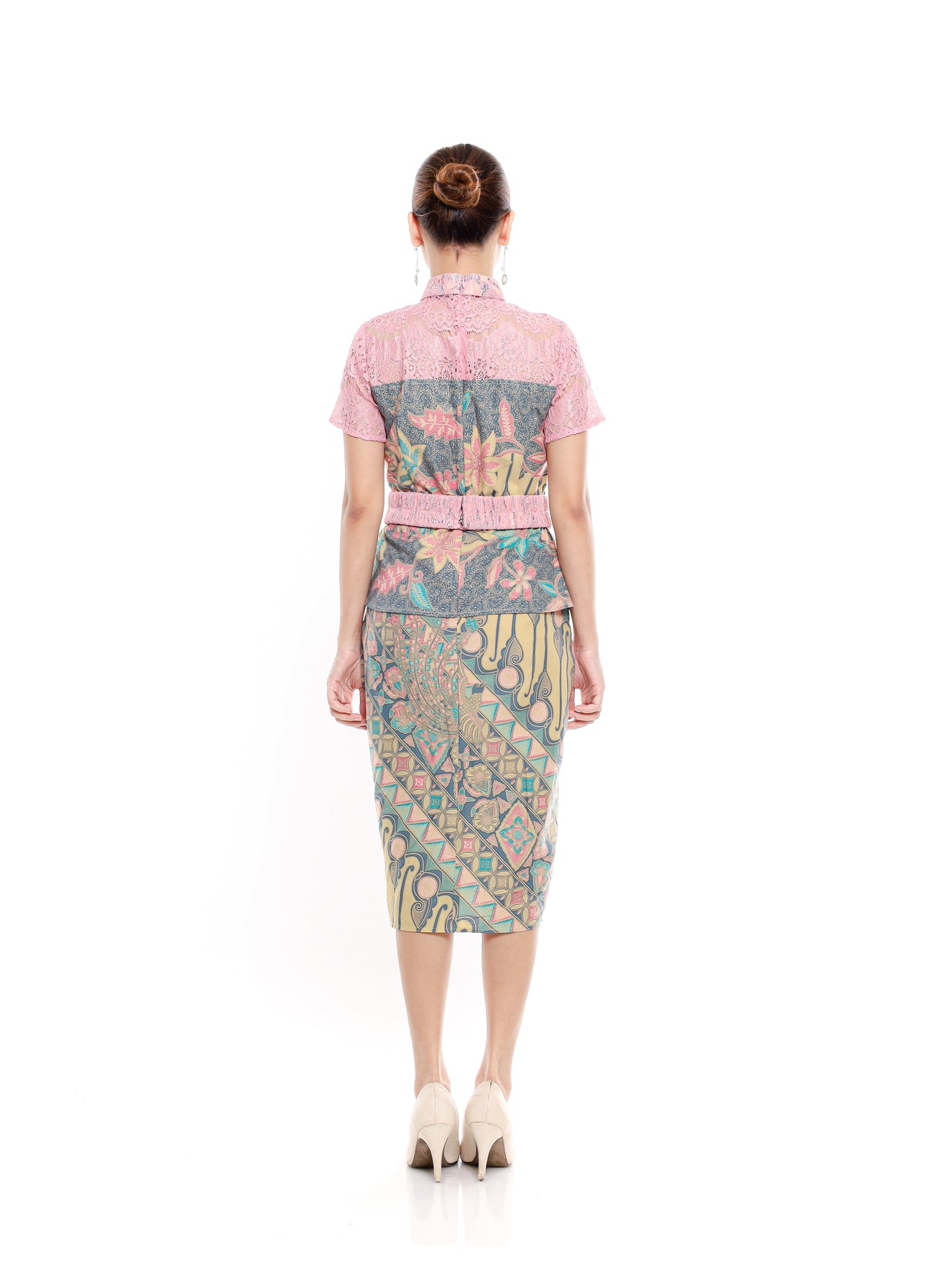 Dress Cherish Cheongsam Green Lace Pink