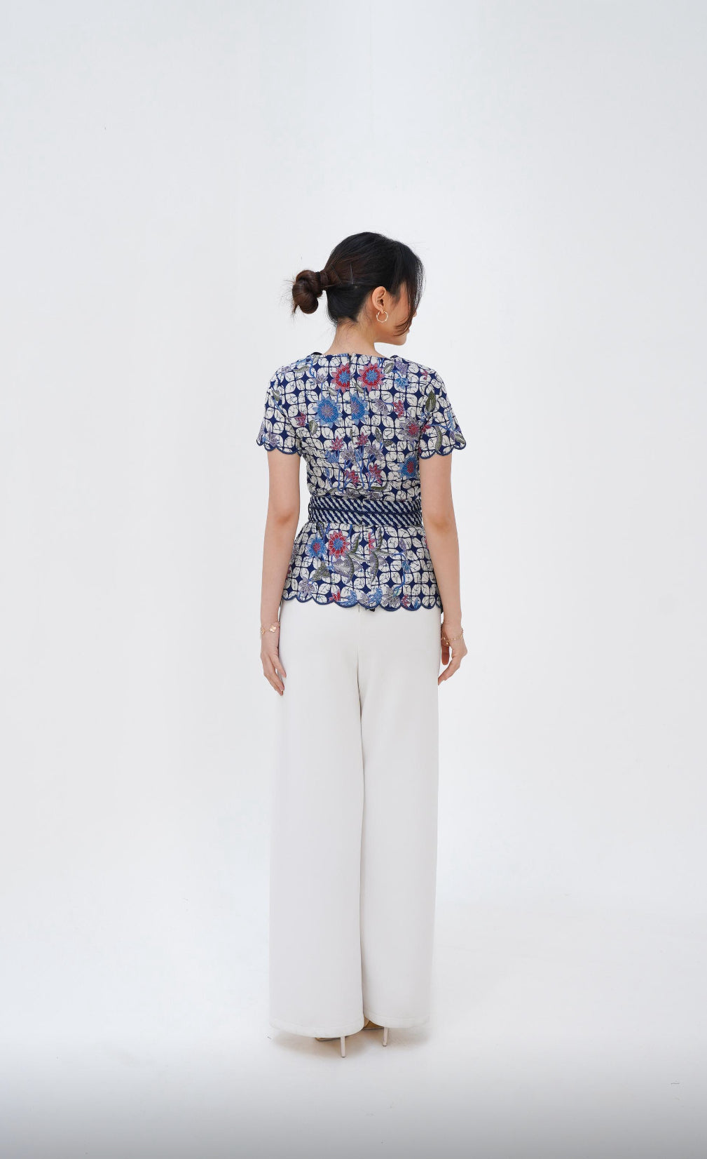 Top Kimono Blue Flower with Belt