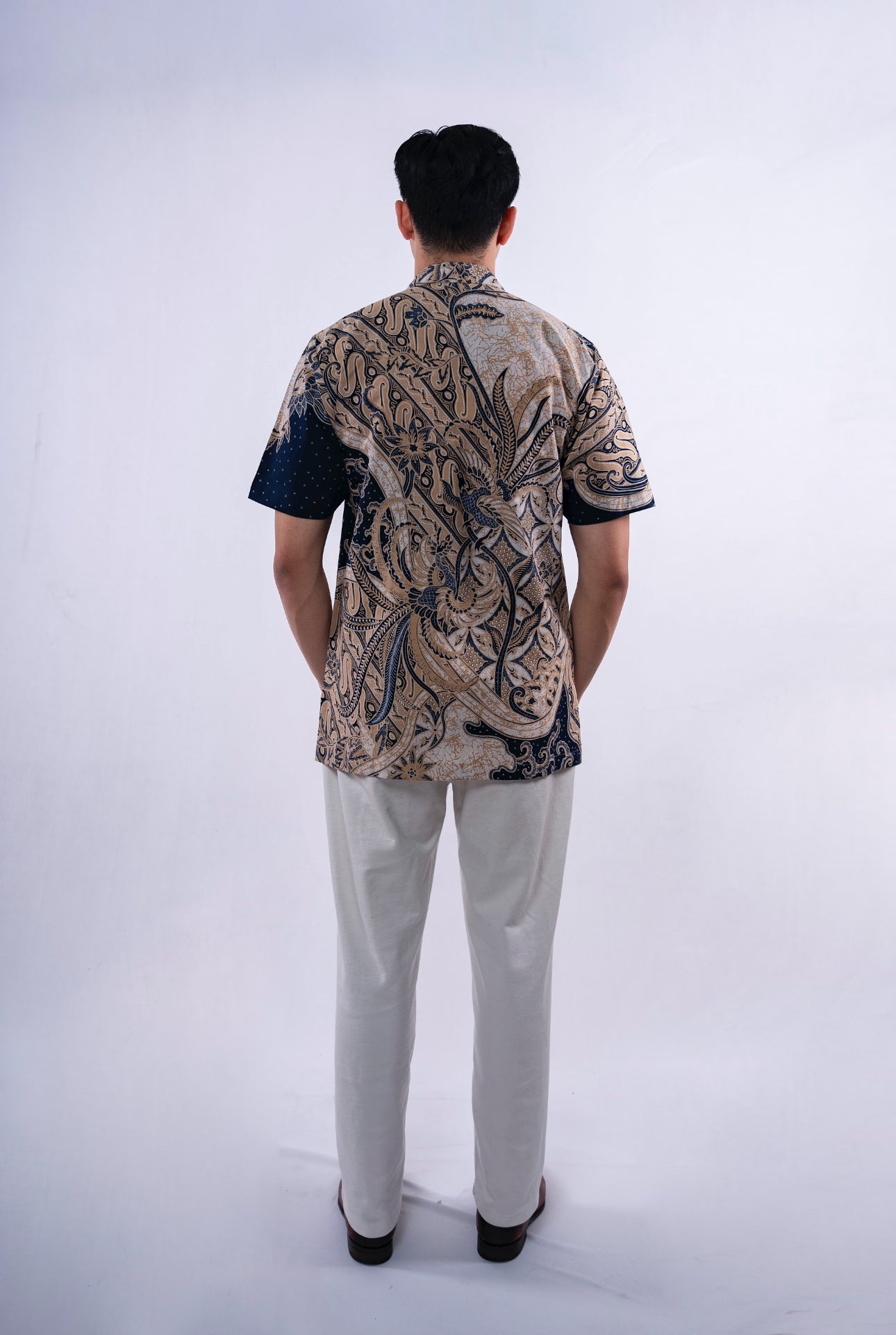 Men Shirt Cream Bird Parang Square