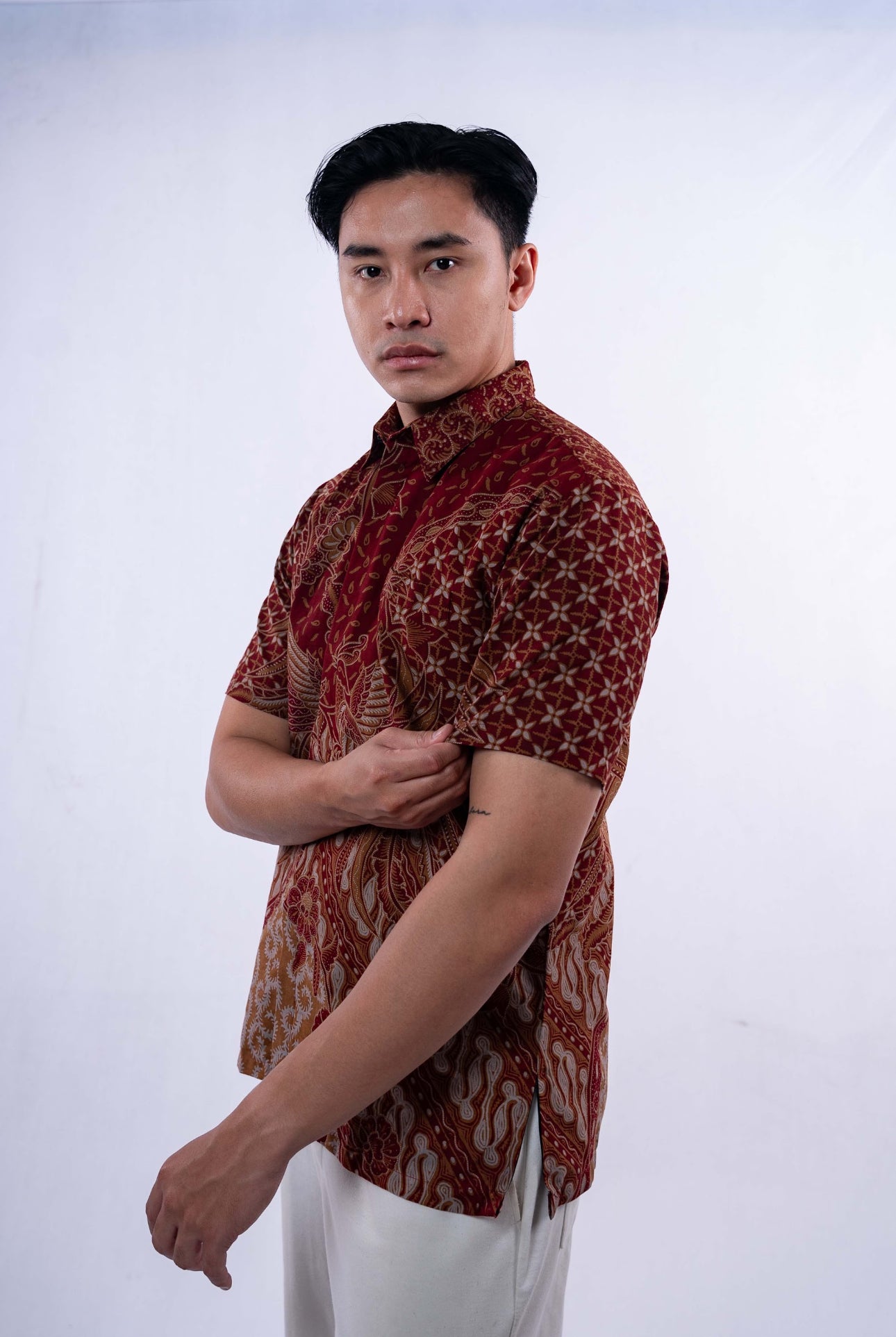Men Shirt Brown Bird Grey