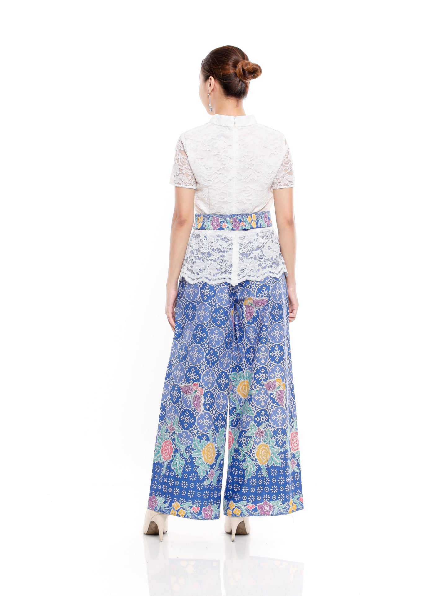 Set Cherish Cheongsam White Encim Blue