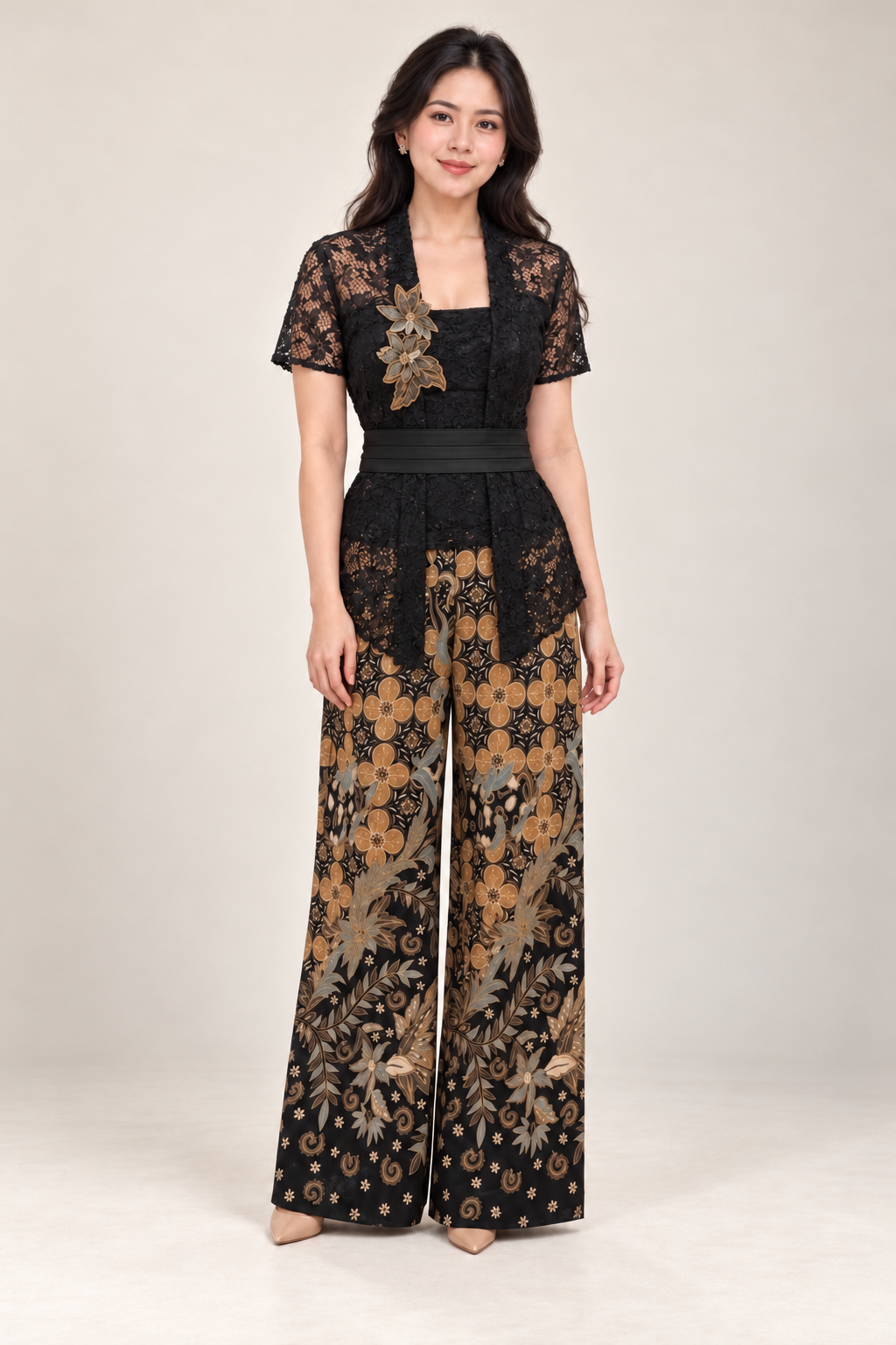 Set Kebaya Black Ayu Dewi Flower