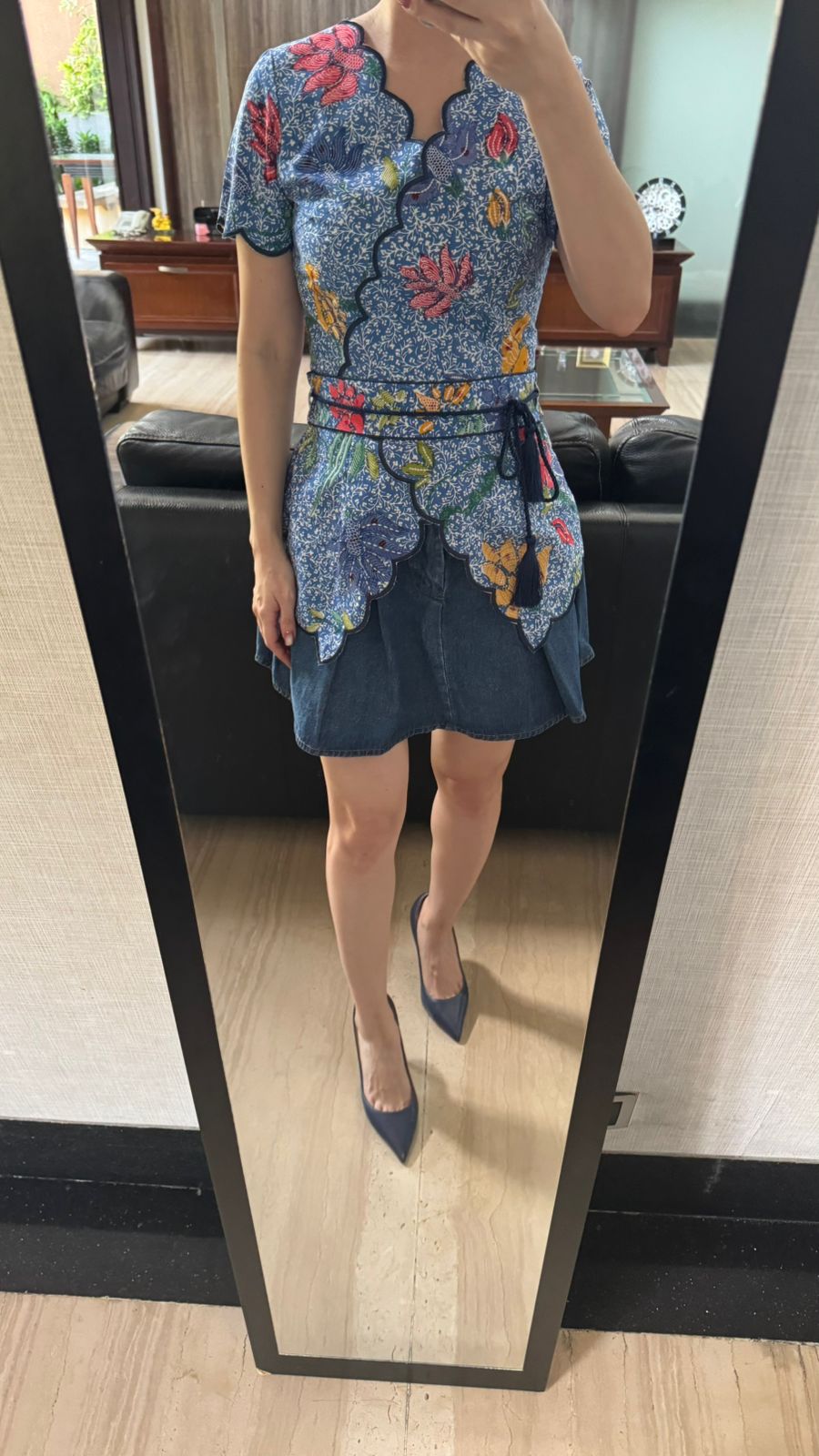 Top Kimono Blue Flower Kusumadewi