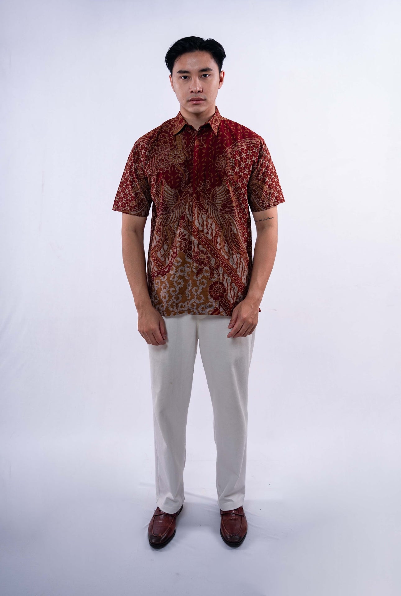 Men Shirt Brown Bird Grey