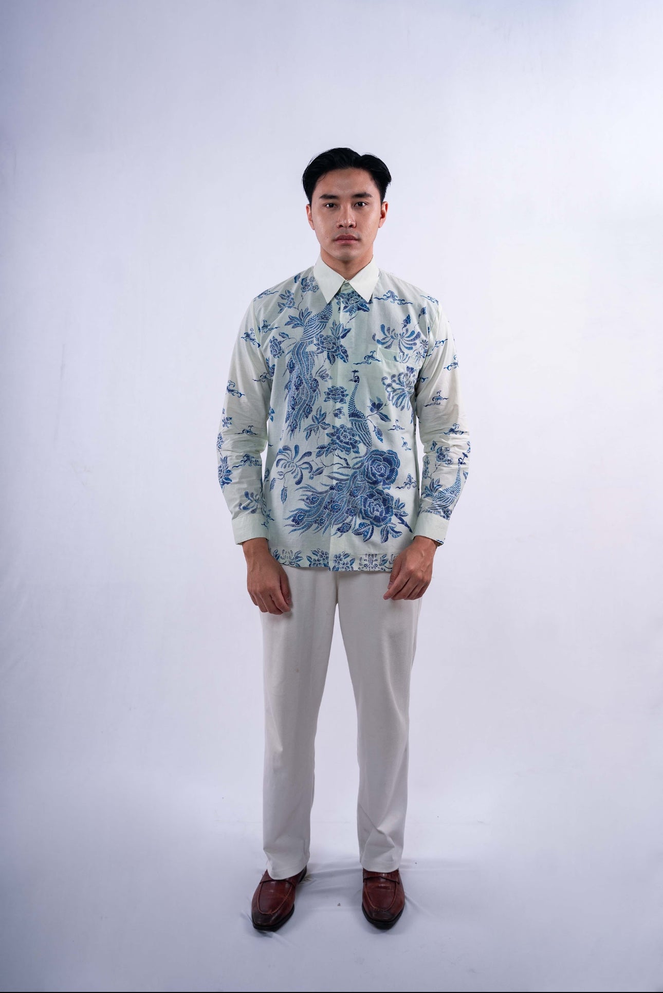 Men Shirt CNY Long Sleeve Aldred White Blue