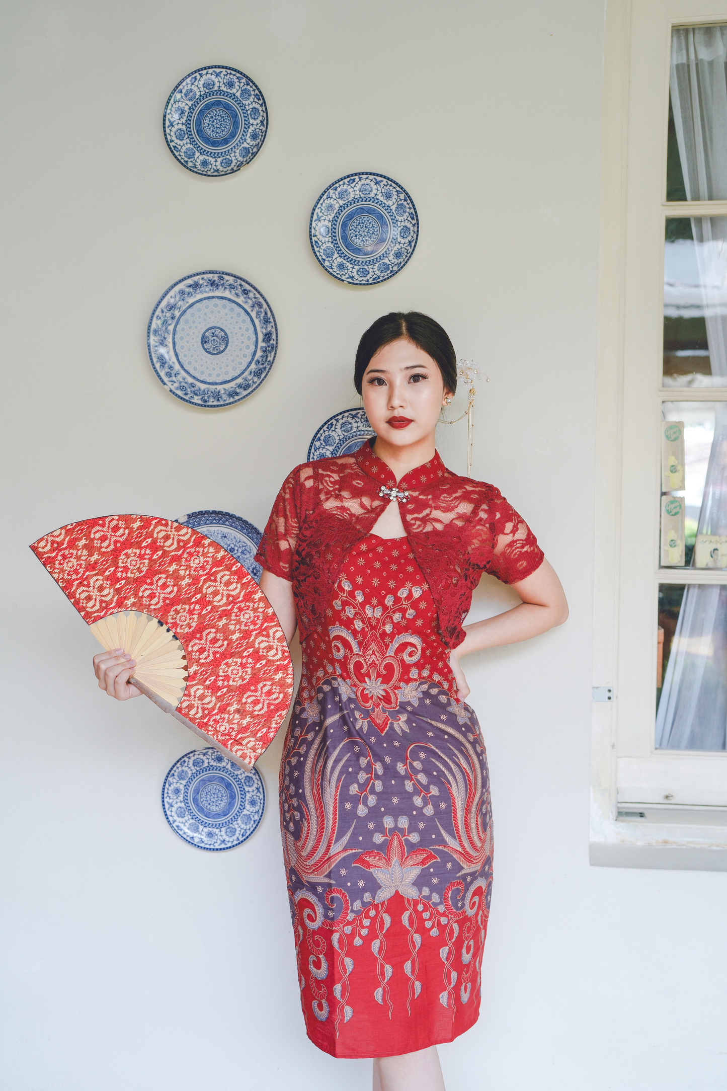 Dress CNY Cheongsam Maroon Xi Shi