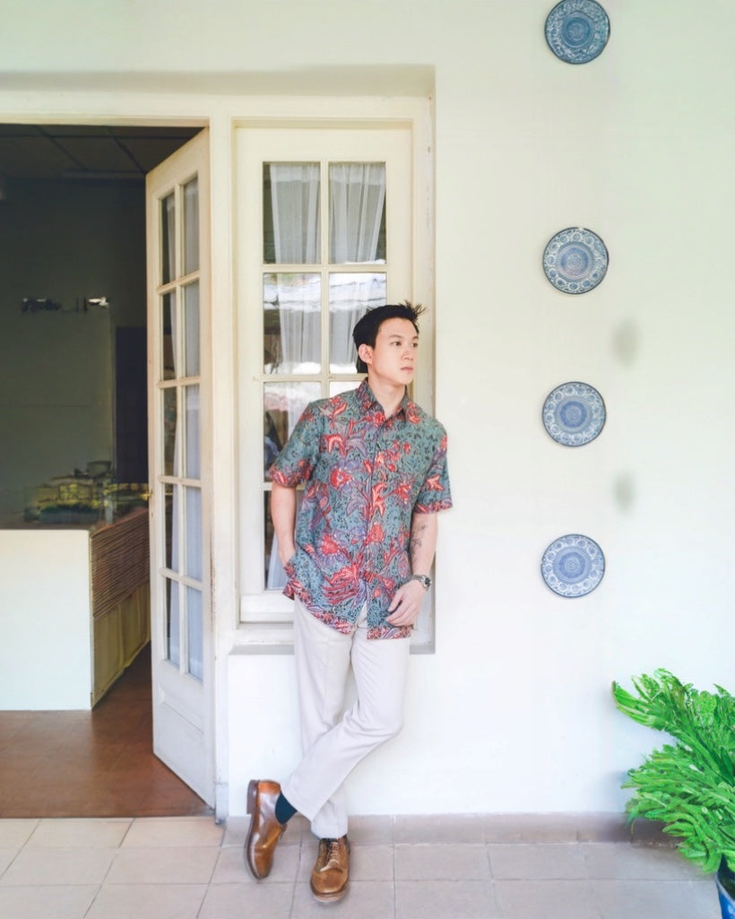 Men Shirt CNY Turquois Floral
