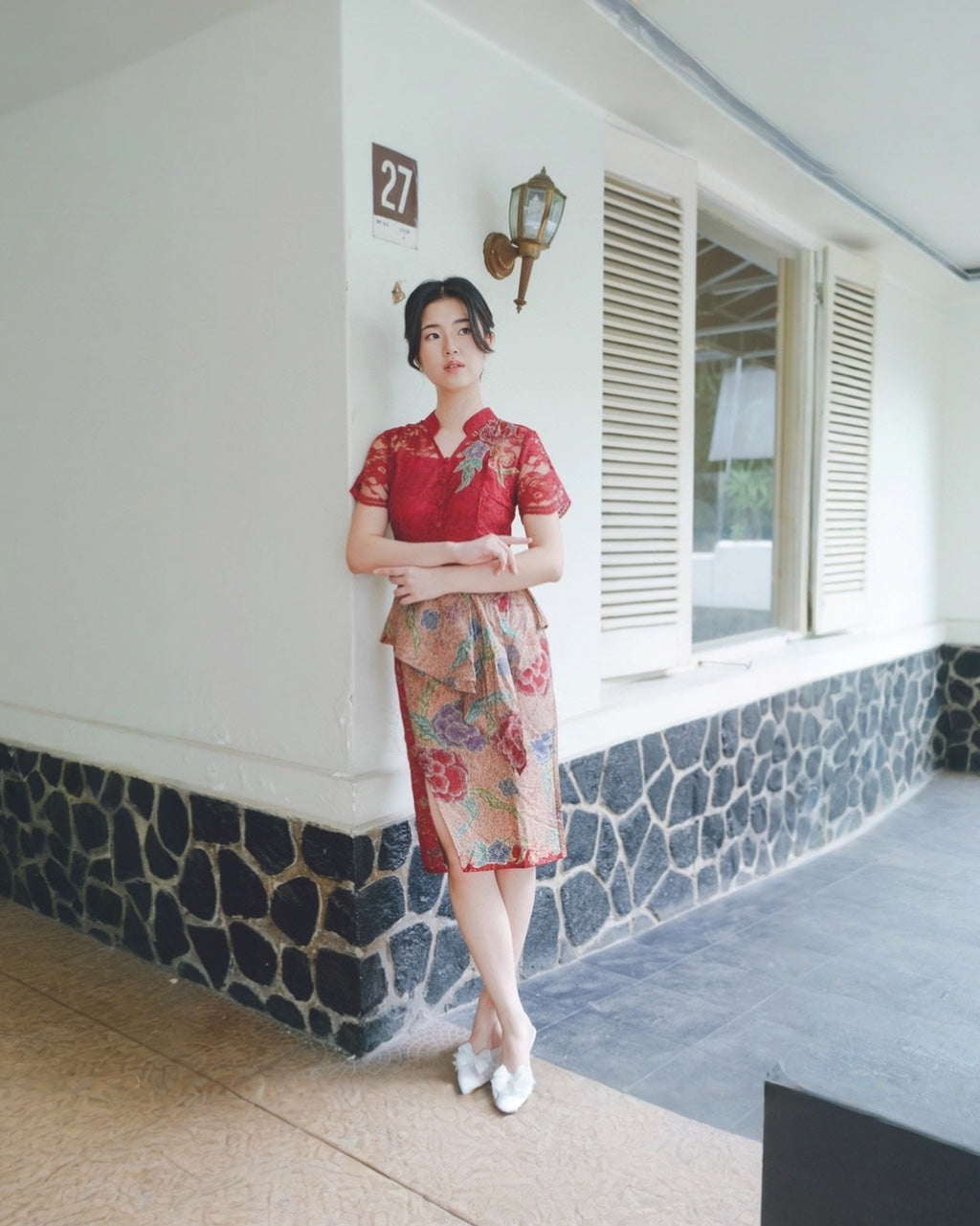 Dress CNY Cheongsam Maroon Lie Mei