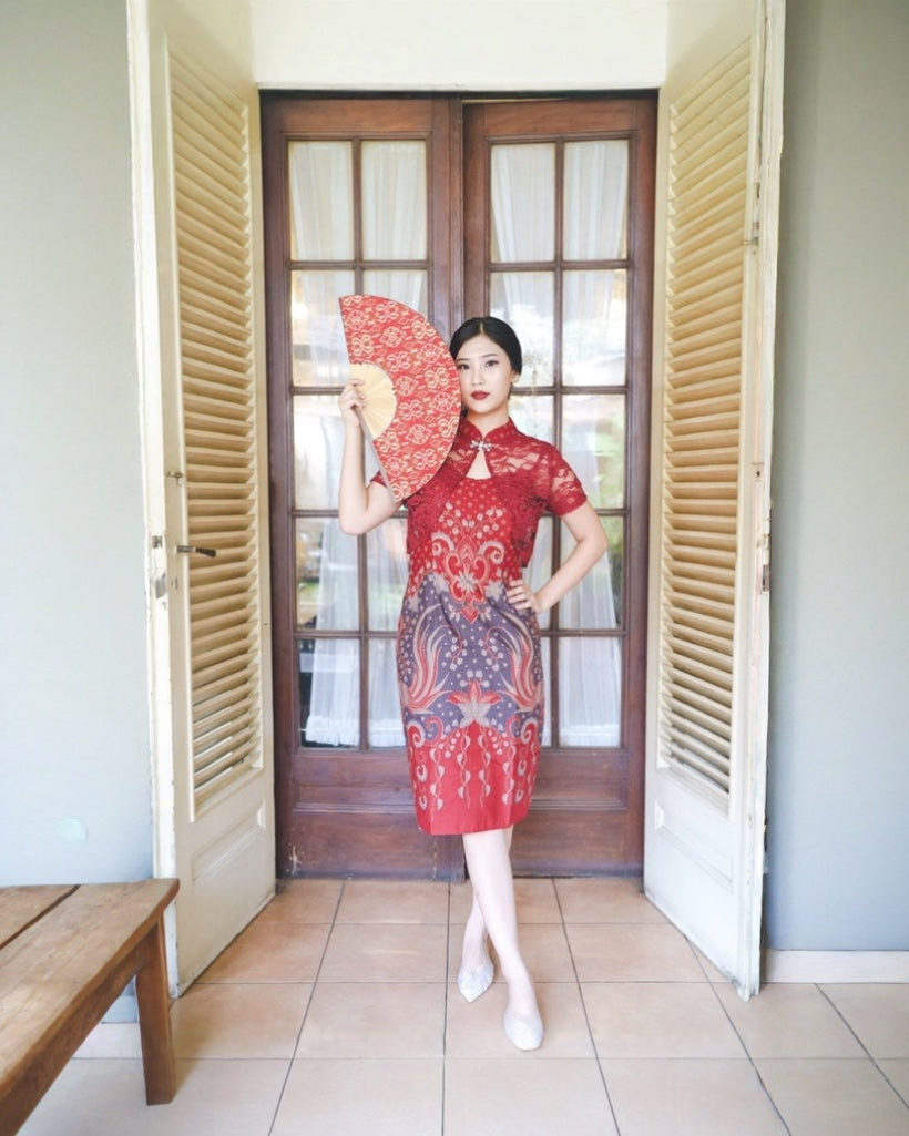 Dress CNY Cheongsam Maroon Xi Shi