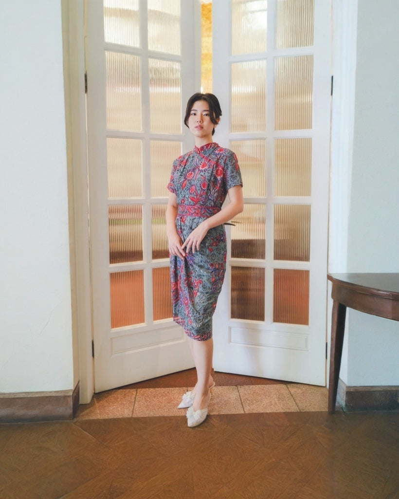Dress CNY Cheongsam Grey Min Tao