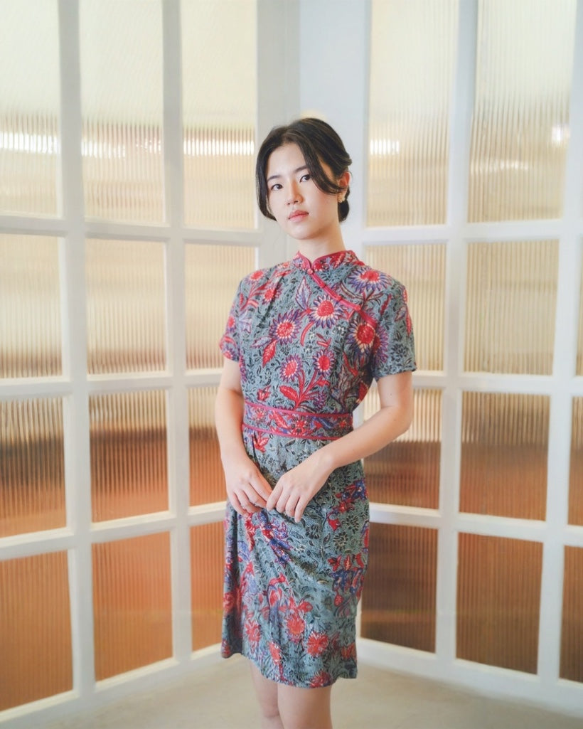 Dress CNY Cheongsam Grey Min Tao