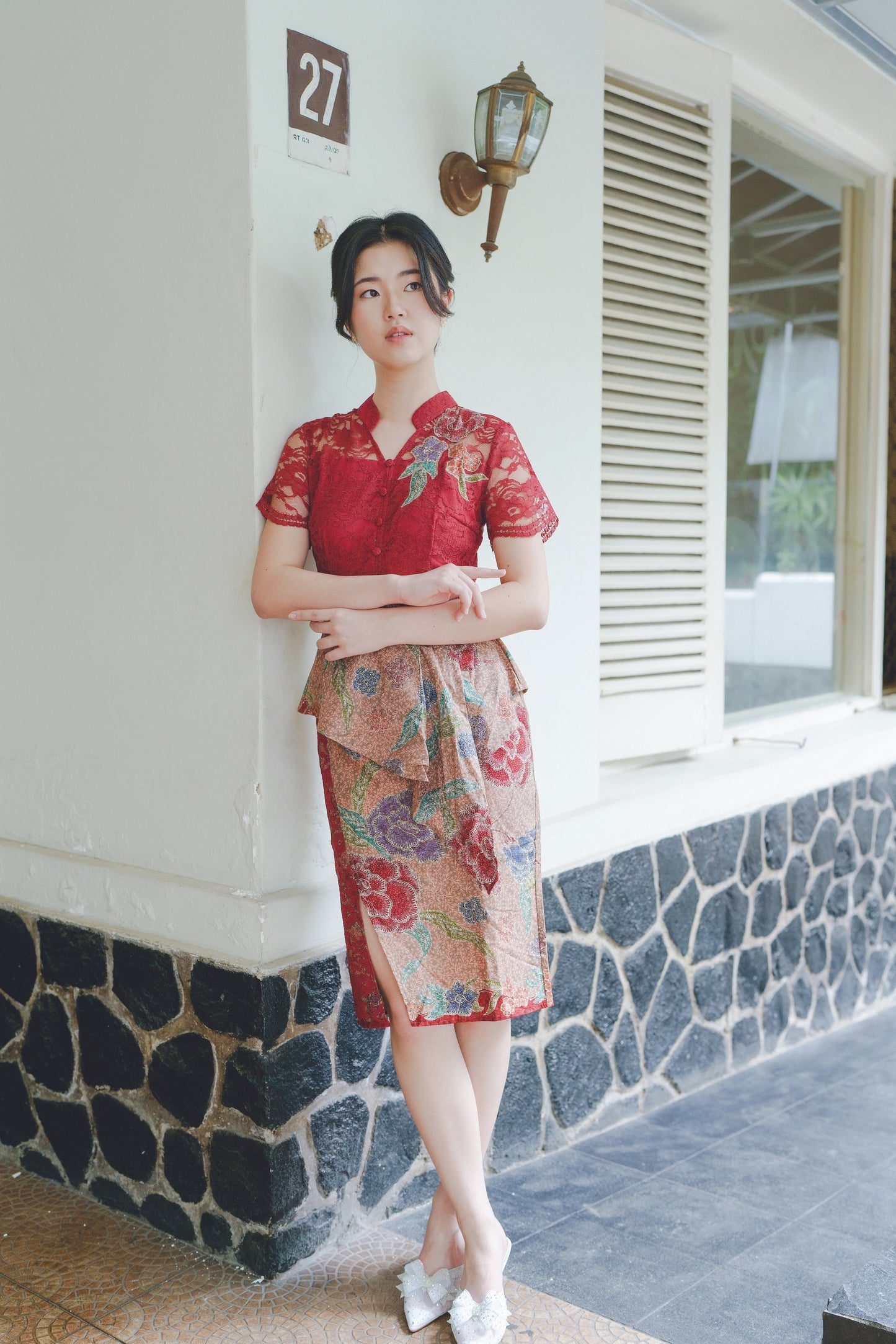 Dress CNY Cheongsam Maroon Lie Mei