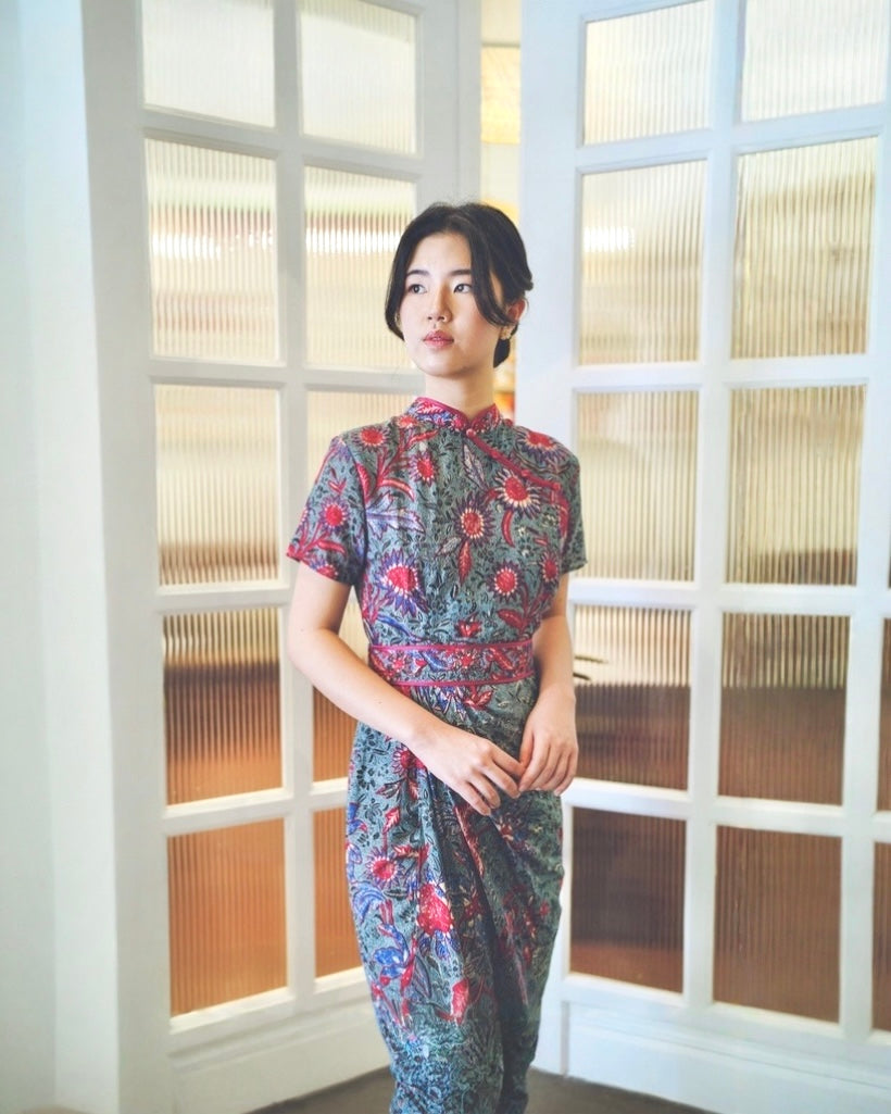 Dress CNY Cheongsam Grey Min Tao