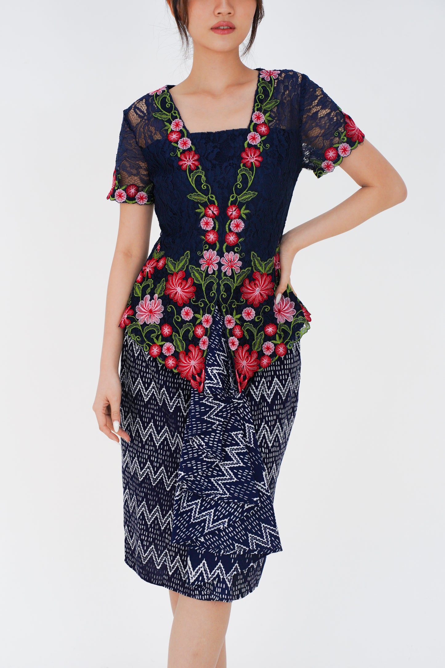 Blue Kebaya set Bunga Rampai