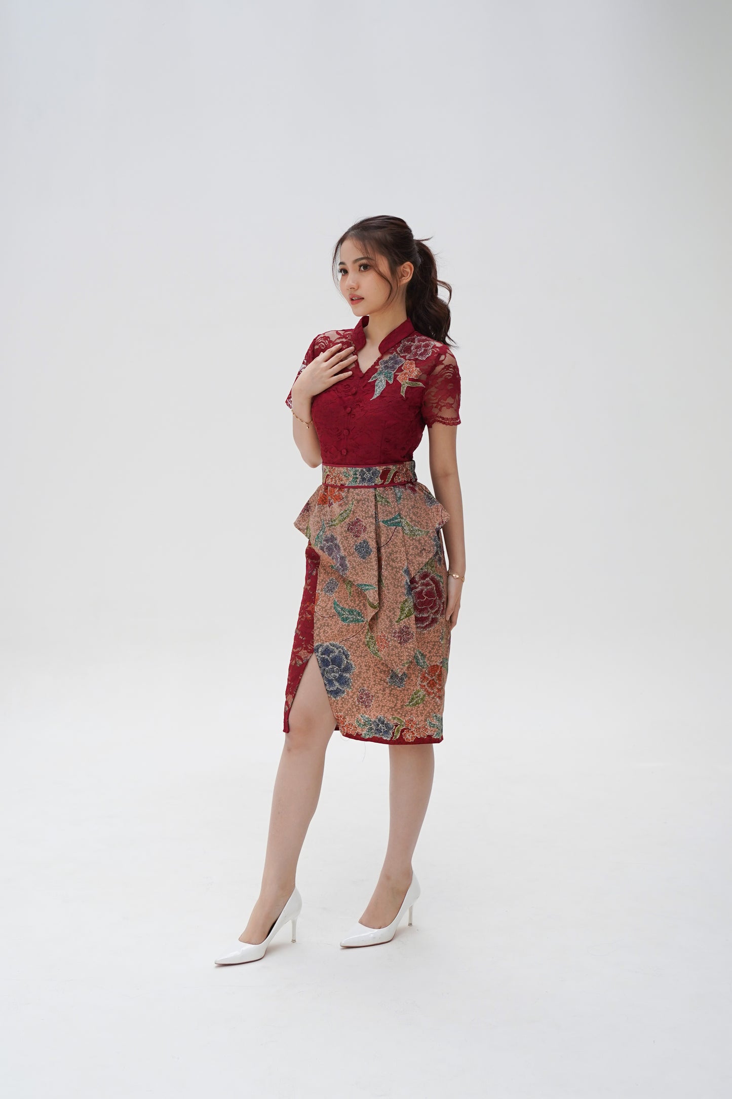 Dress CNY Cheongsam Maroon Lie Mei
