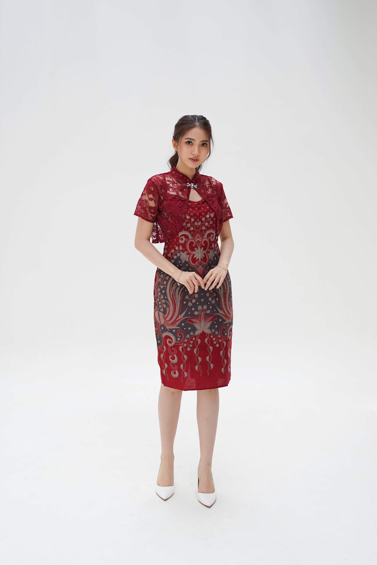 Dress CNY Cheongsam Maroon Xi Shi