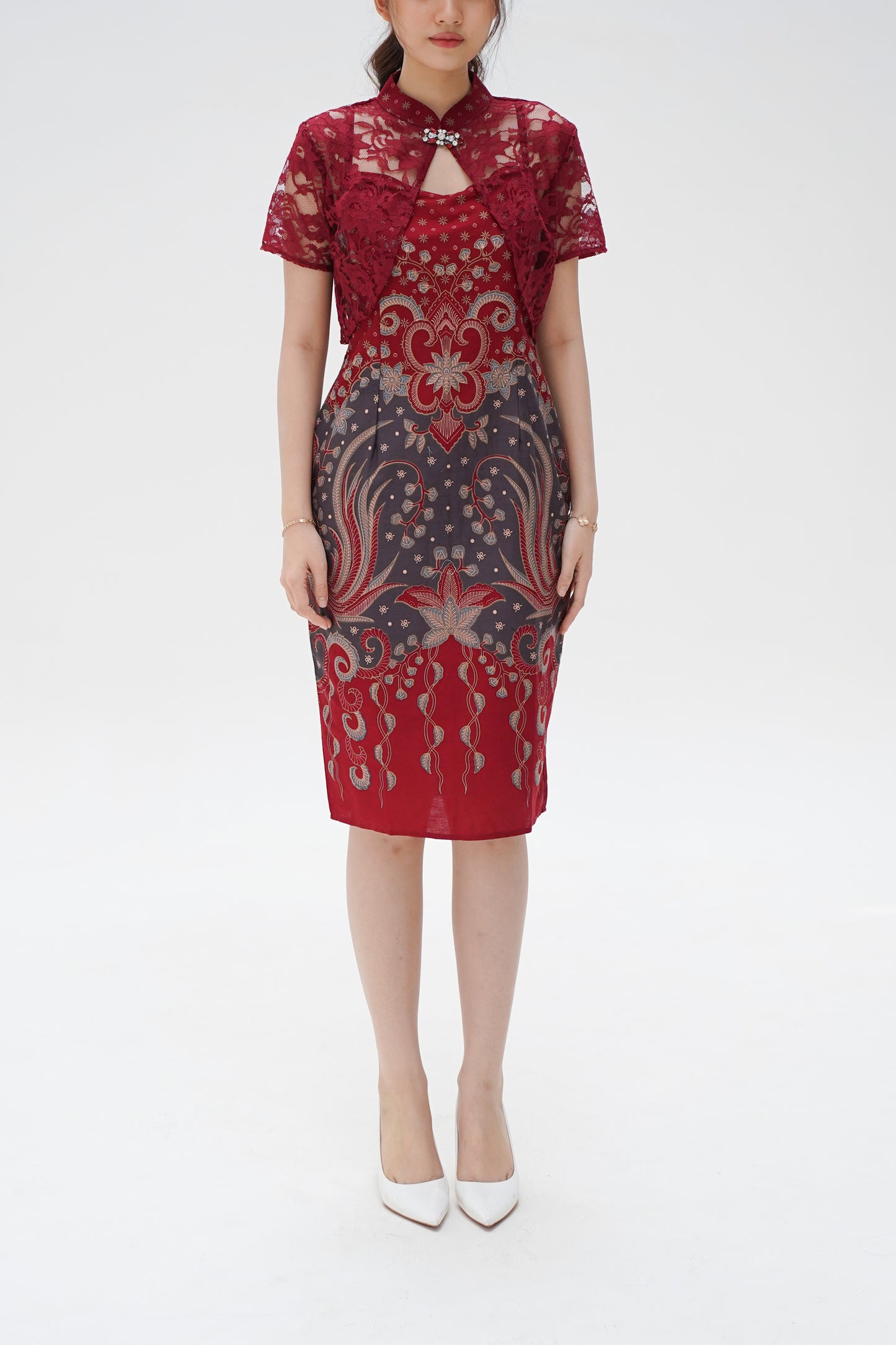 Dress CNY Cheongsam Maroon Xi Shi