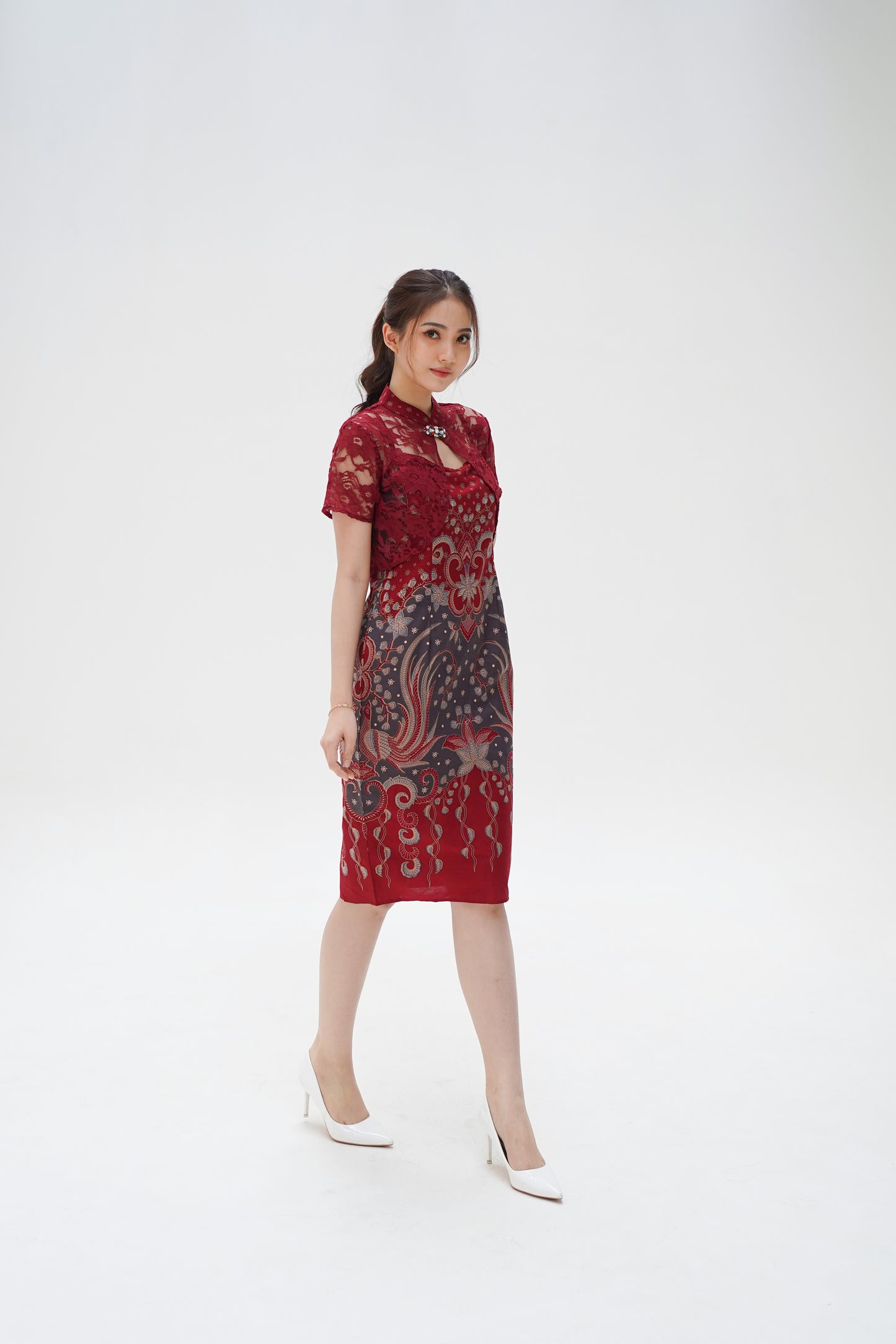 Dress CNY Cheongsam Maroon Xi Shi
