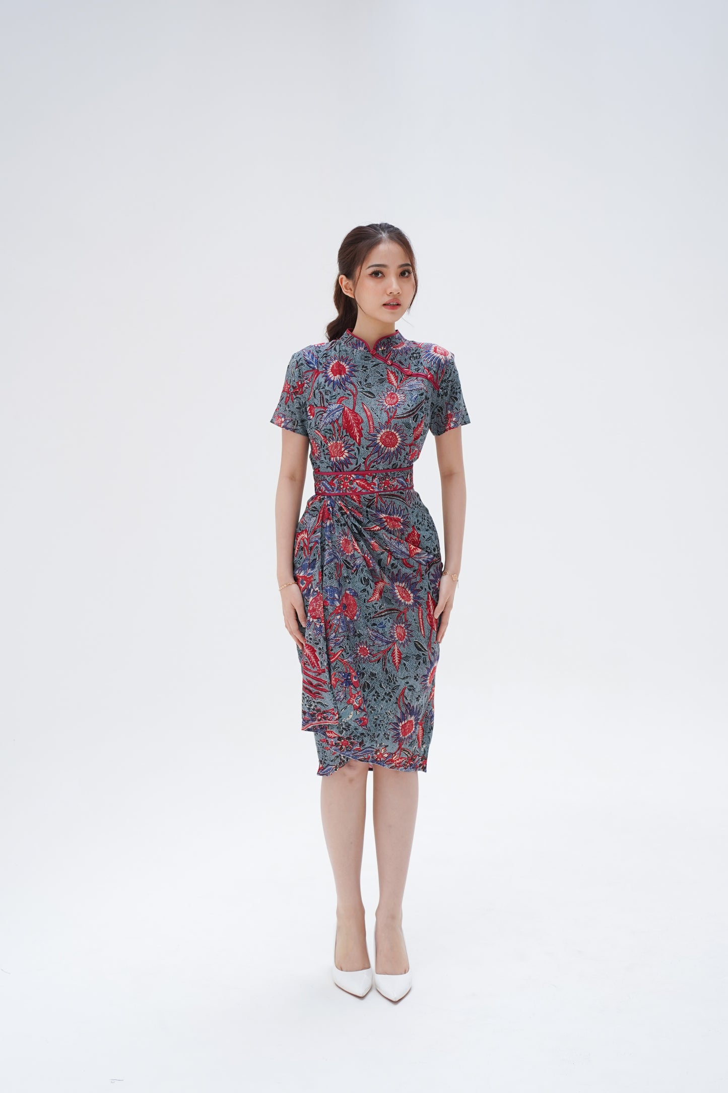 Dress CNY Cheongsam Grey Min Tao