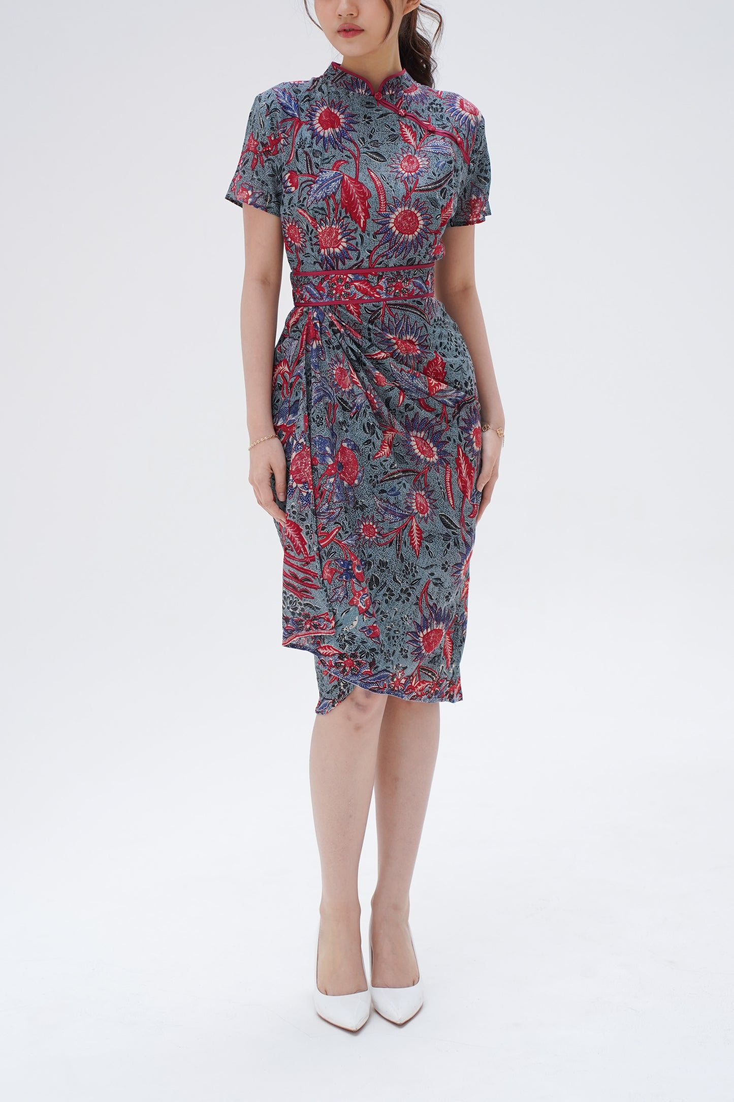 Dress CNY Cheongsam Grey Min Tao