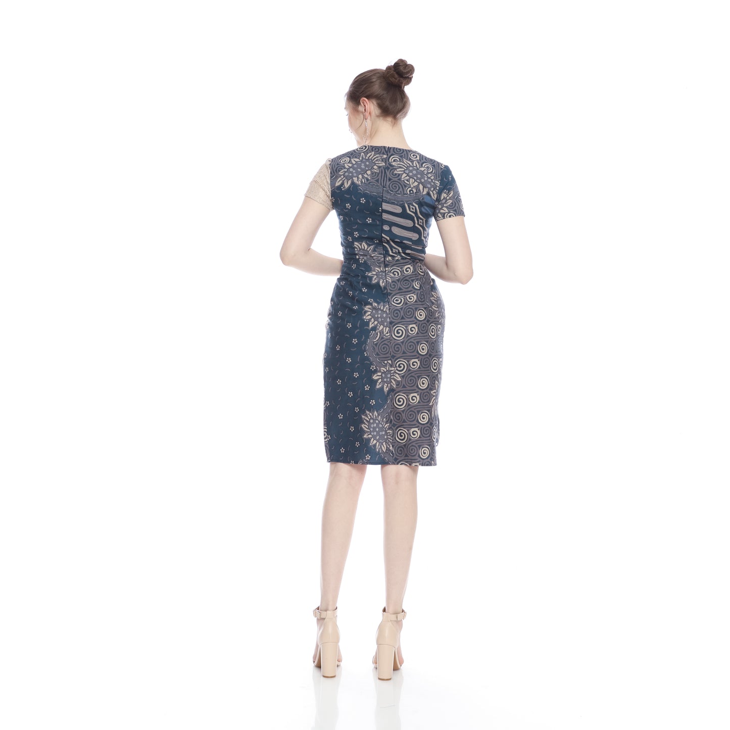 Dress Navy Cream Lace Flower Parang