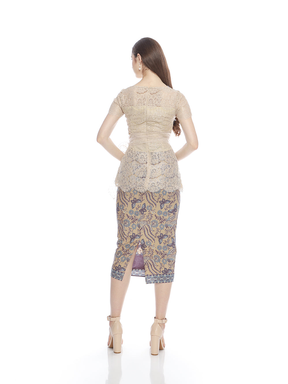 Set Kebaya Purple Flower Cream