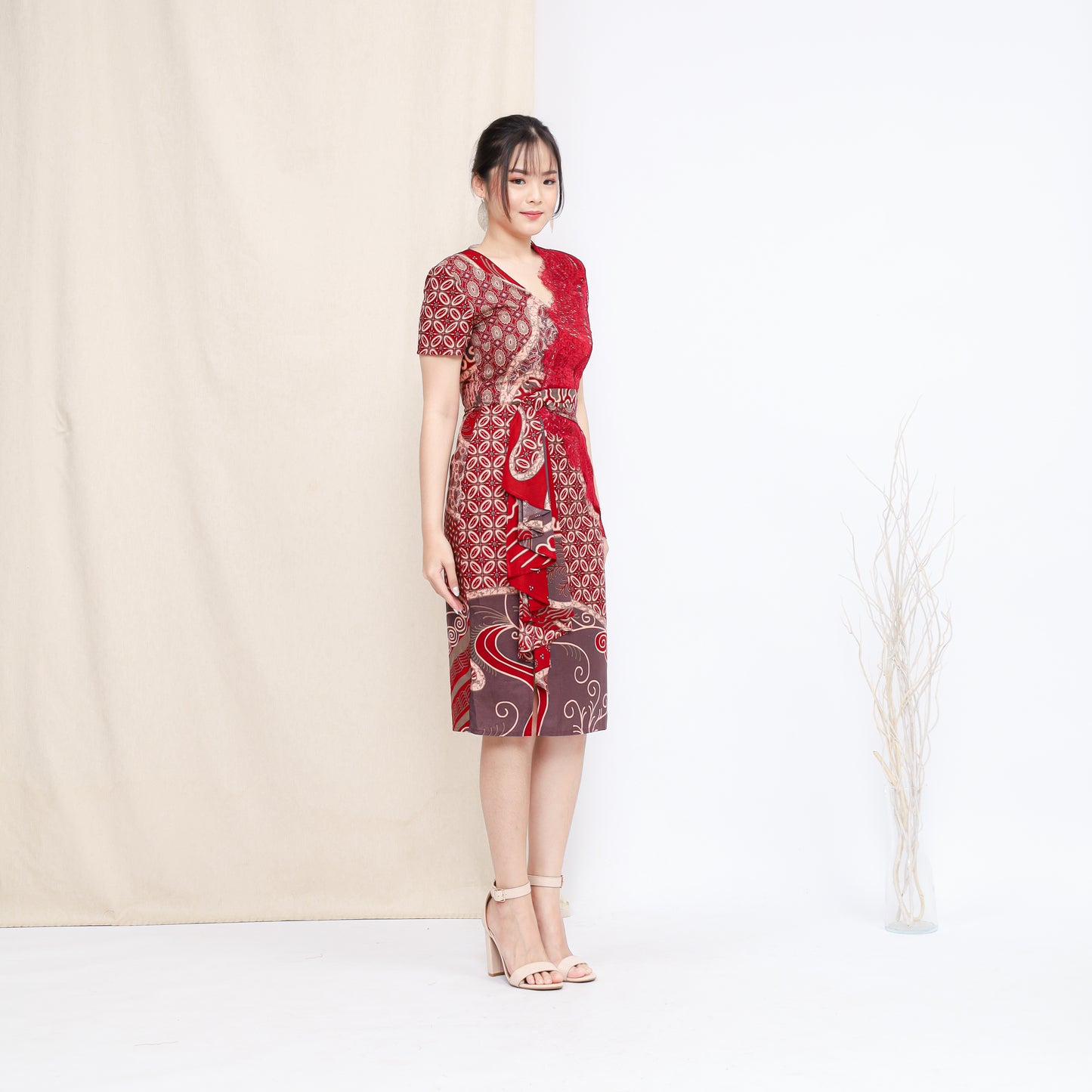 Dress Calla Maroon Lace