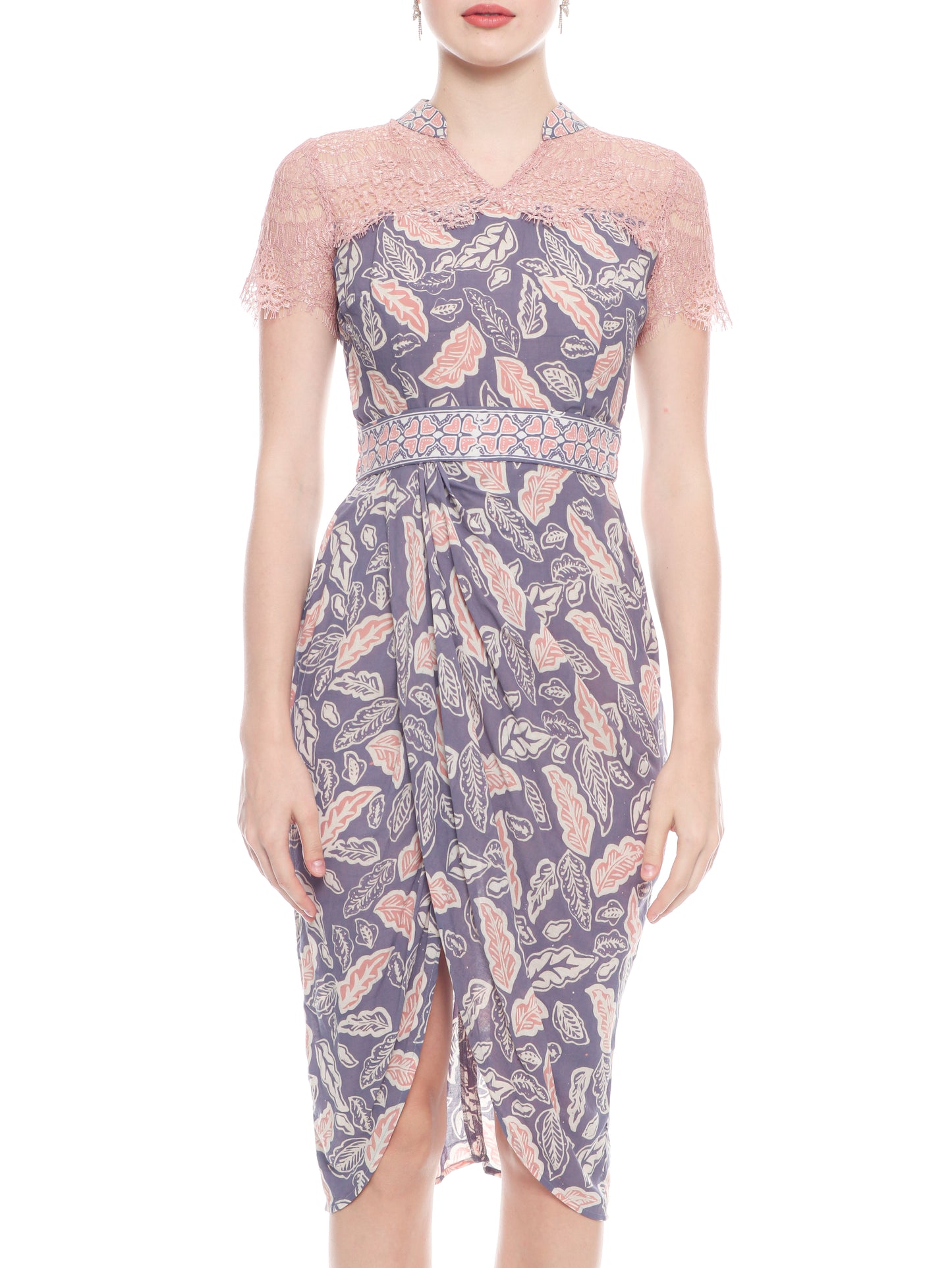 Dress Cheongsam Purple Lace