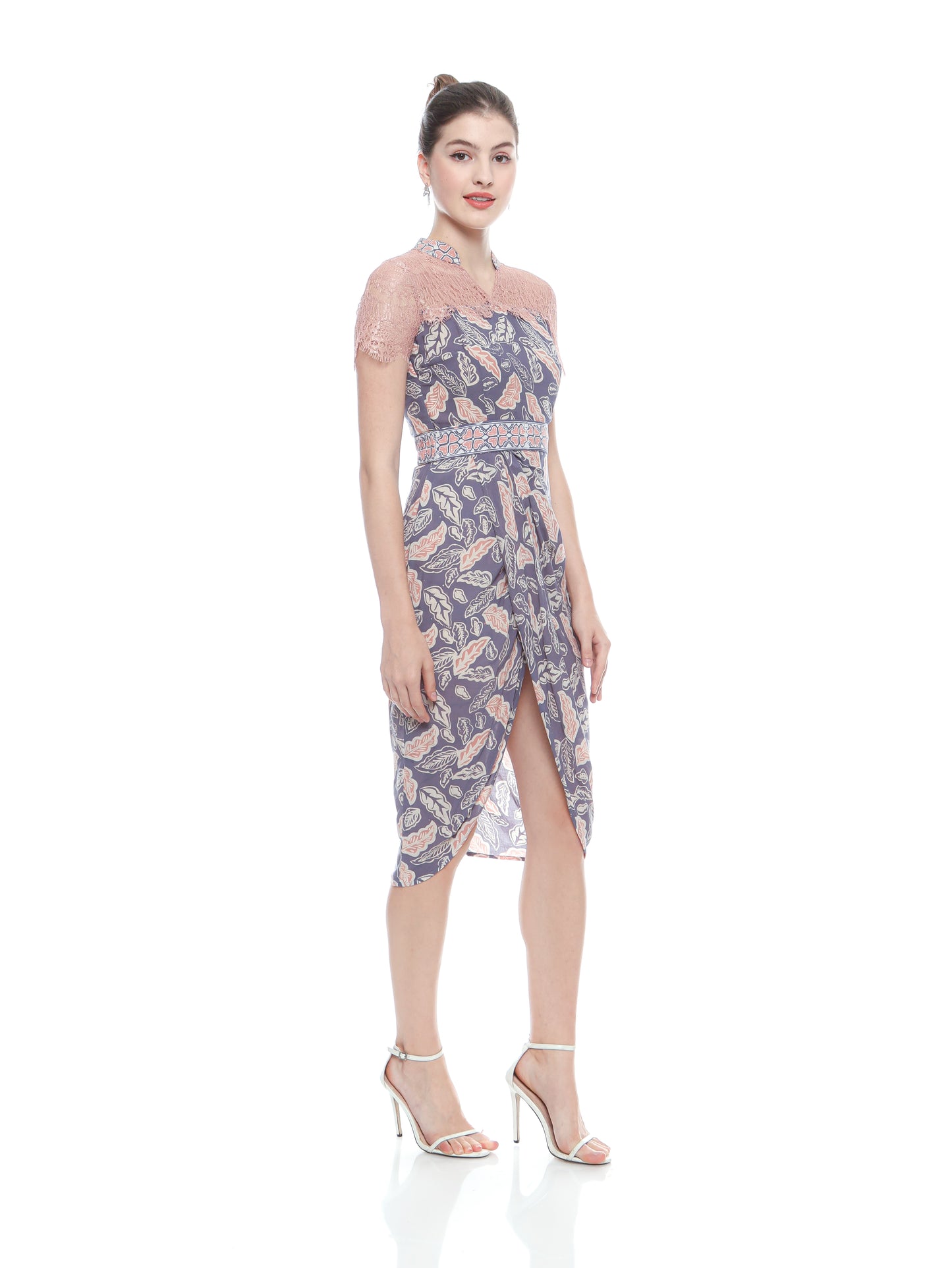 Dress Cheongsam Purple Lace