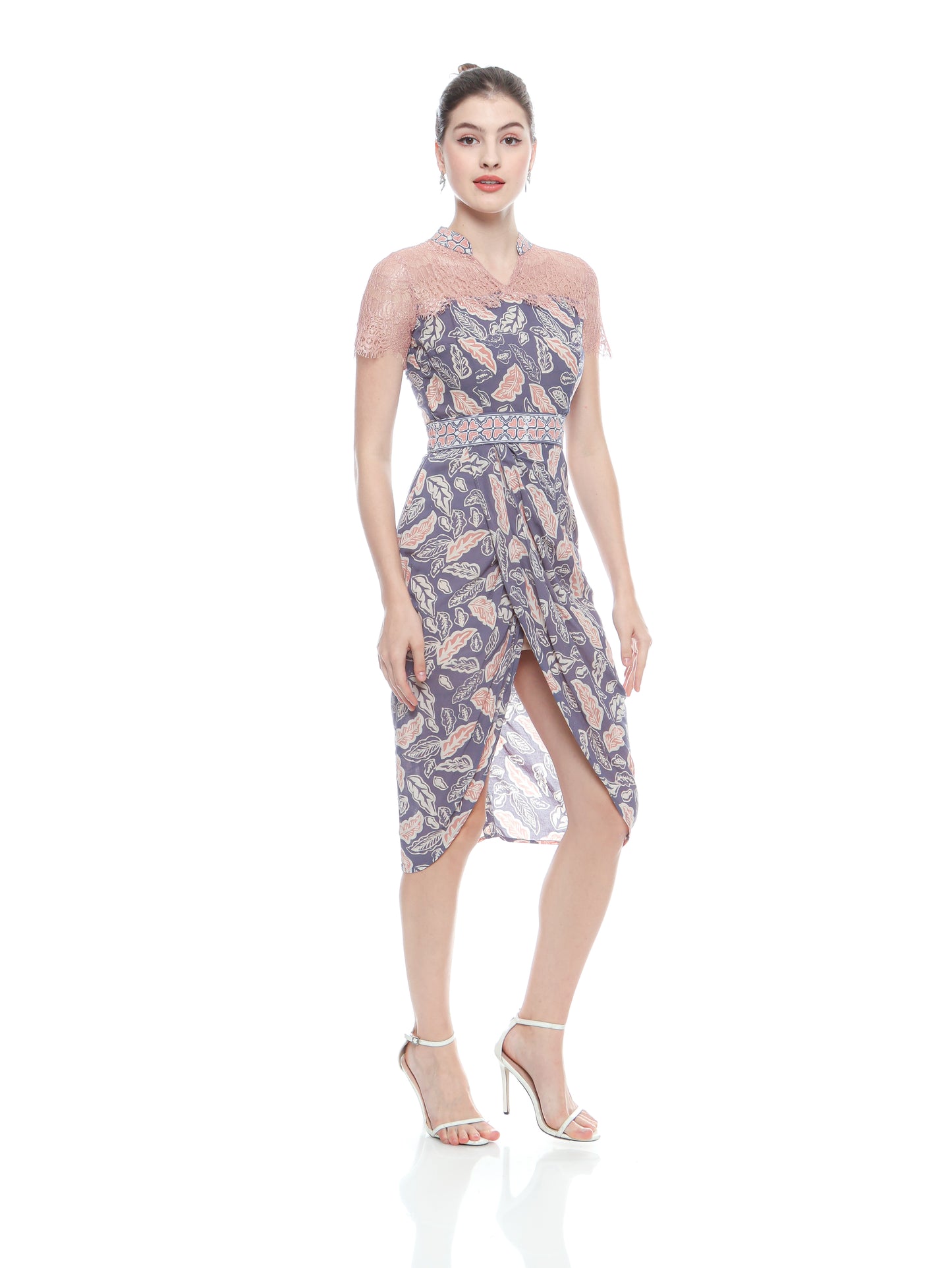 Dress Cheongsam Purple Lace