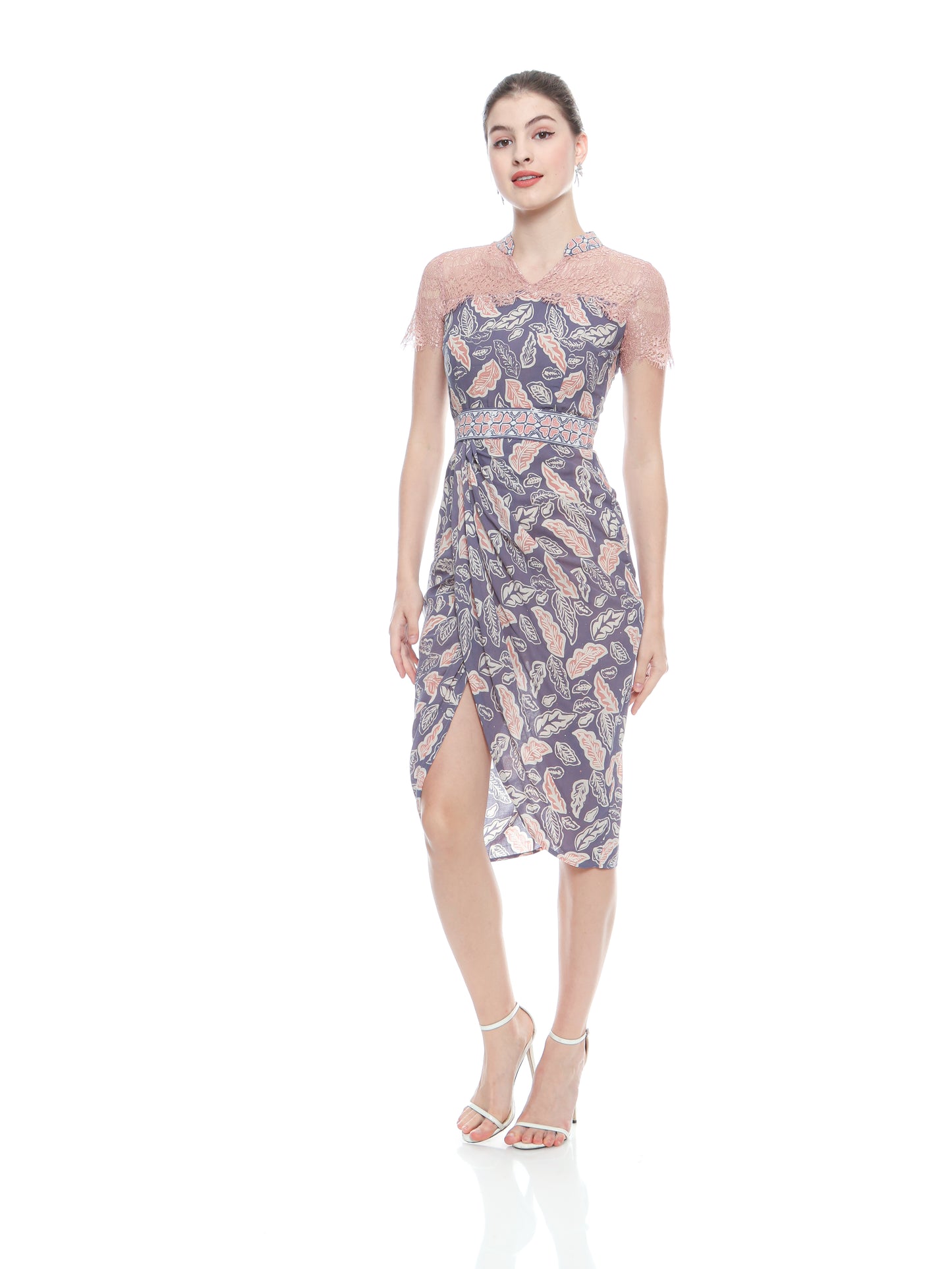 Dress Cheongsam Purple Lace