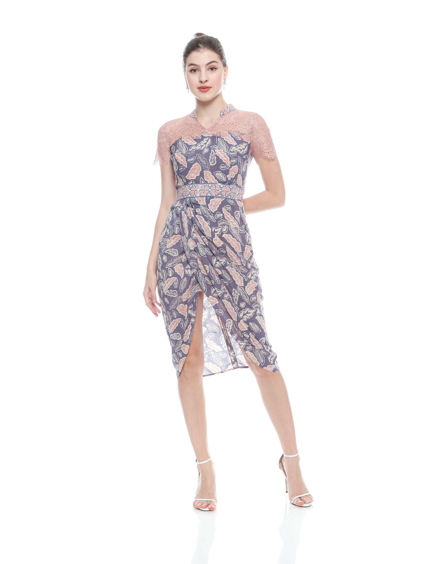 Dress Cheongsam Purple Lace